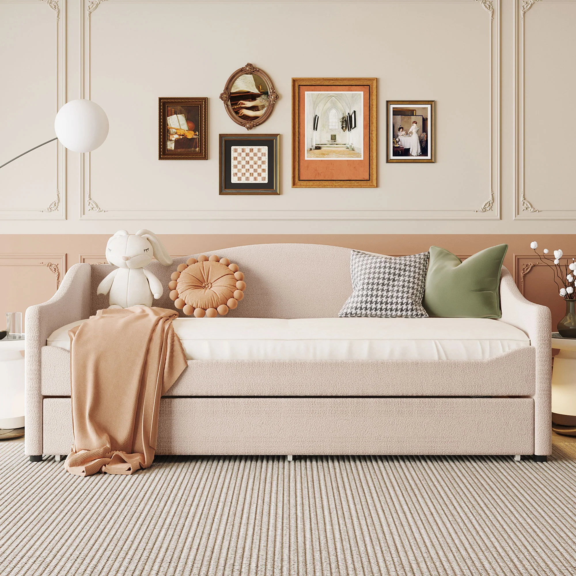 Design Upholstered Daybed With Light And Trundle - Image 9