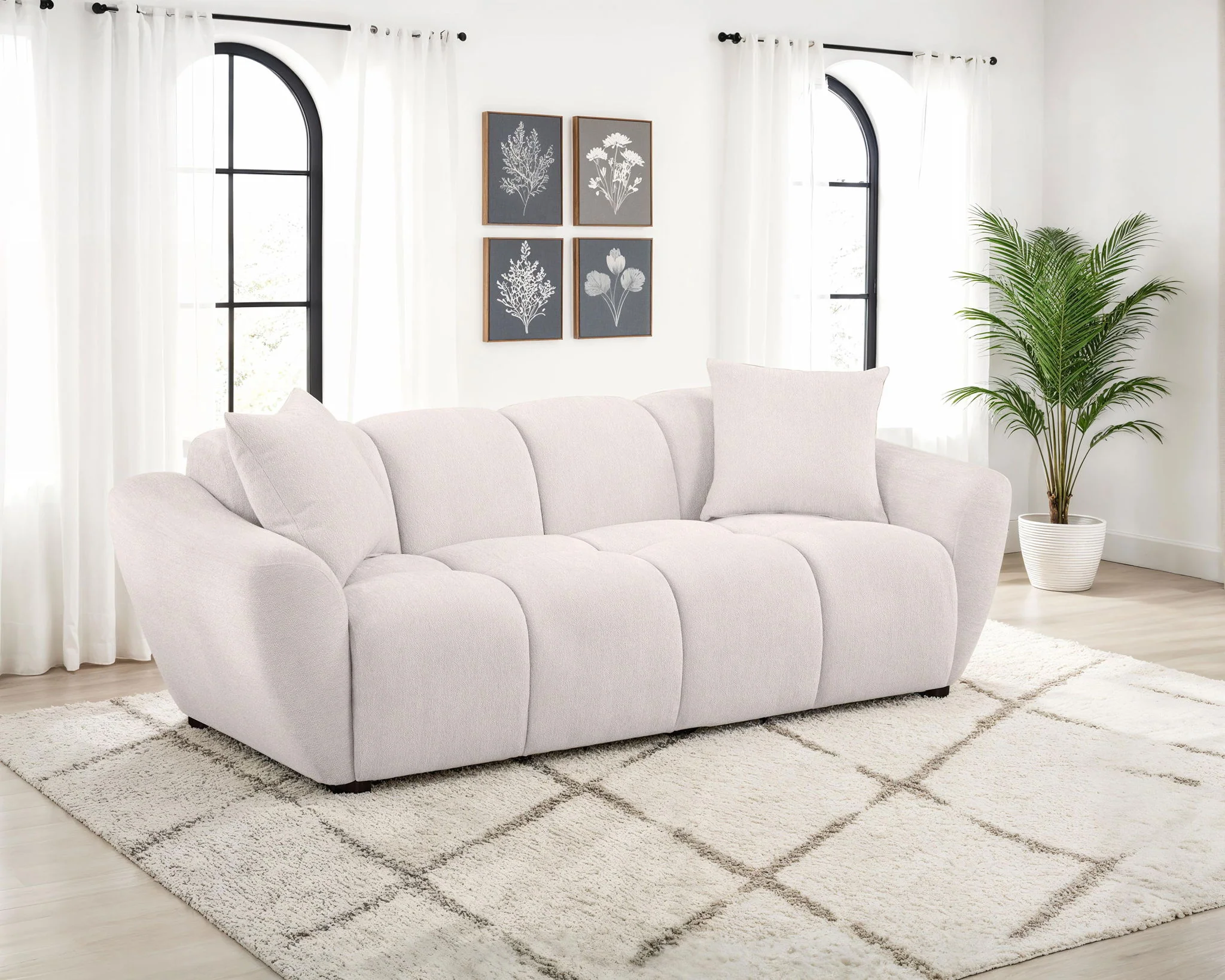 Destino Chenille Upholstered Splayed Arm Sofa Greige - Image 2
