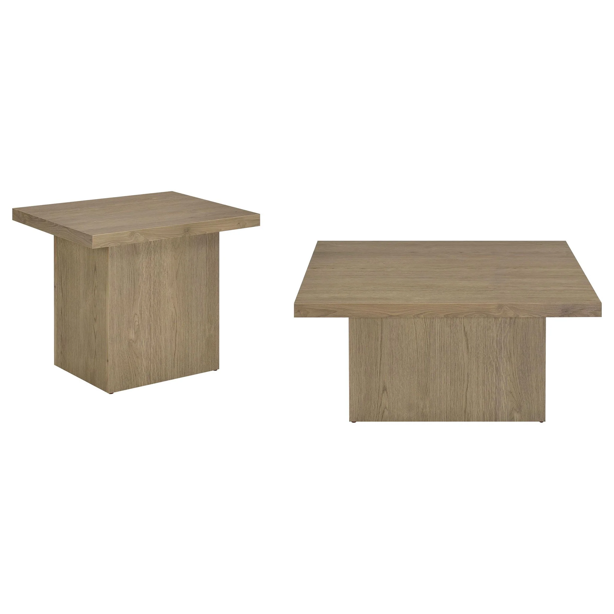 Devar 2-piece Square Cocktail Coffee End Table Set Latte - Image 2