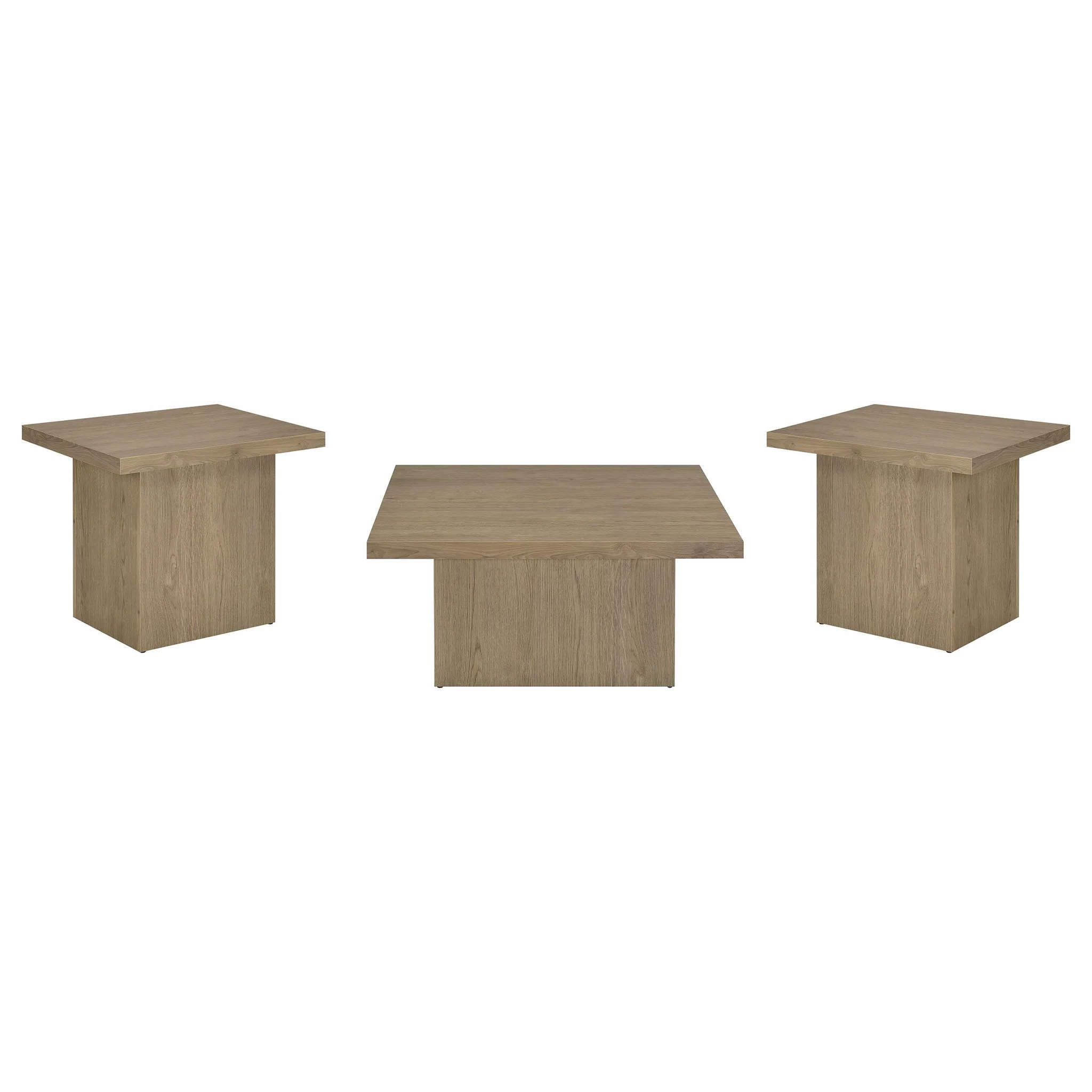 Devar 3-piece Square Cocktail Coffee End Table Set Latte - Image 3