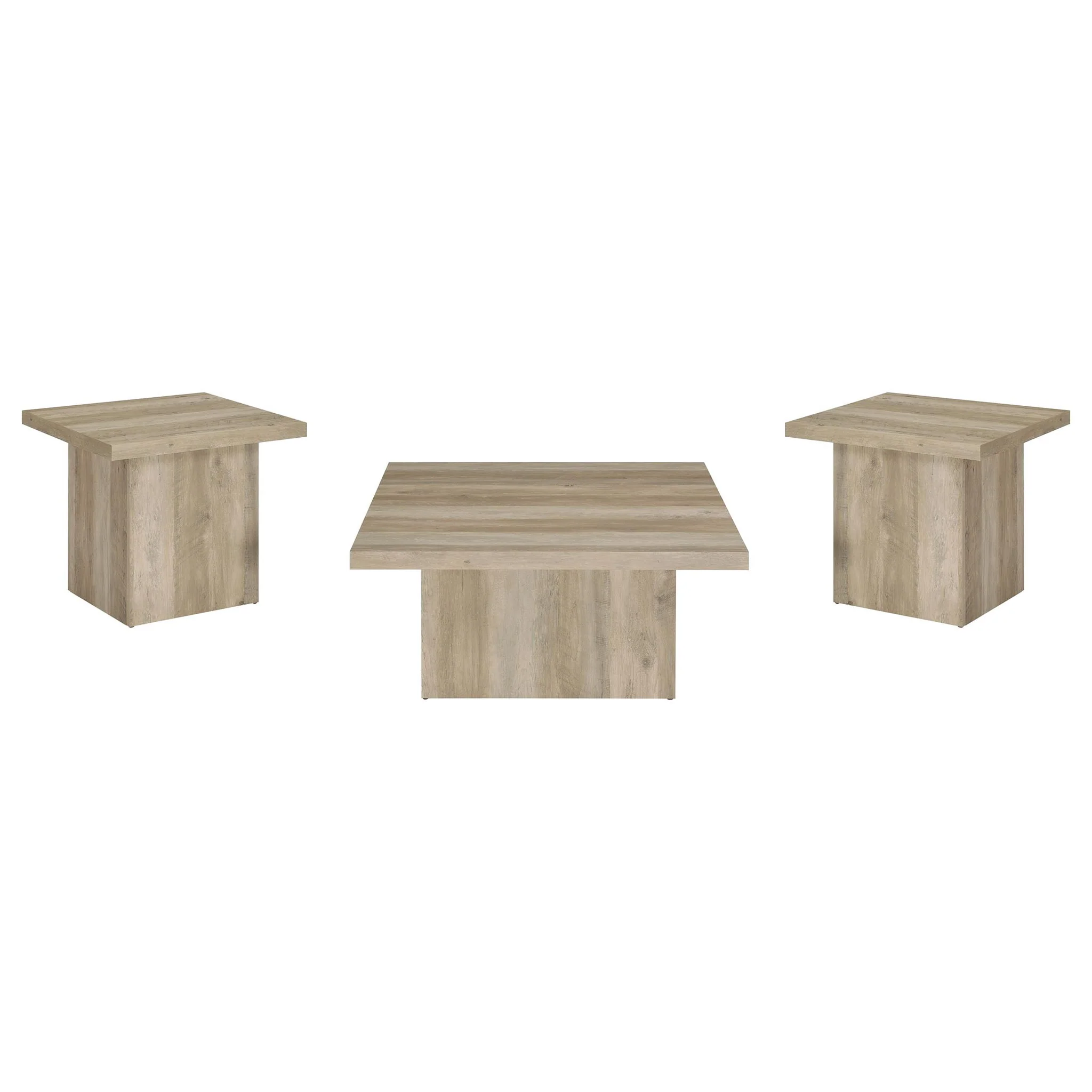 Devar 3-piece Square Coffee End Table Set Distressed Pine - Image 2