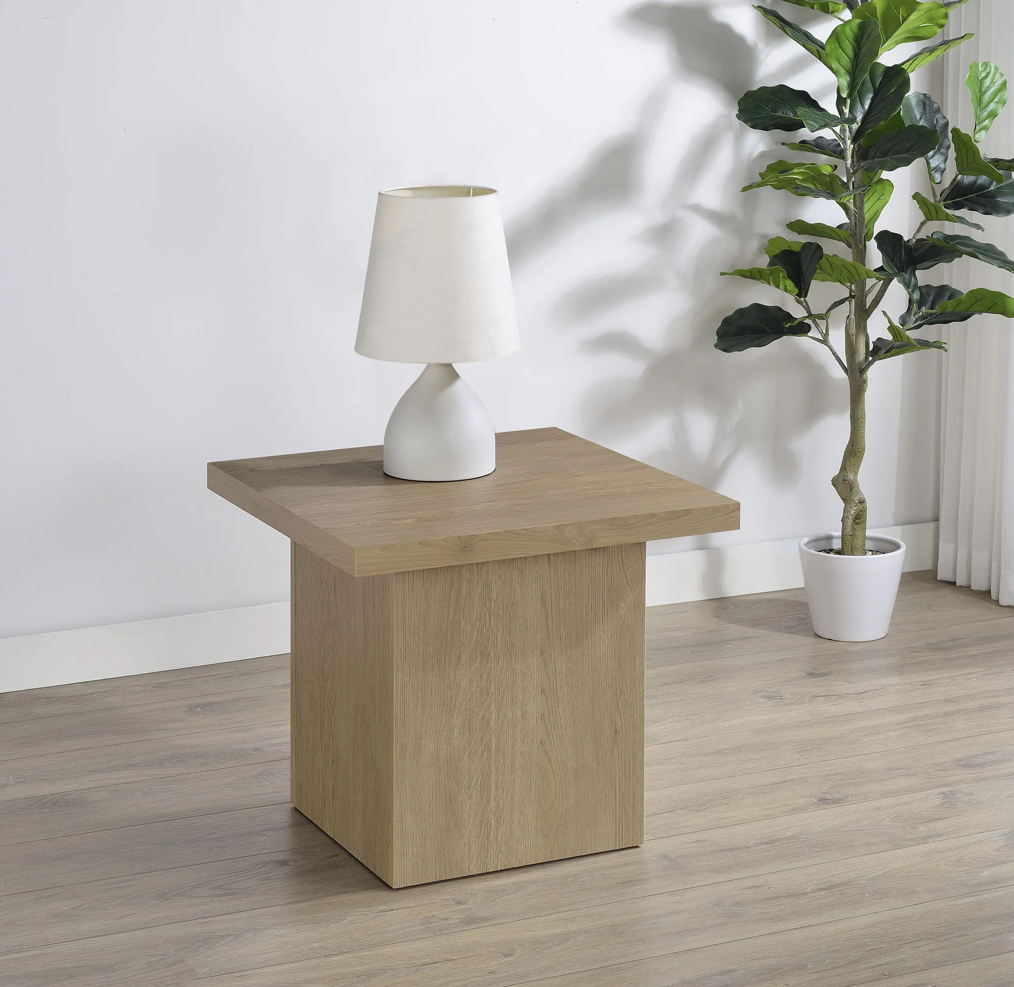 Devar Square Engineered Wood Side End Table Latte - Image 3