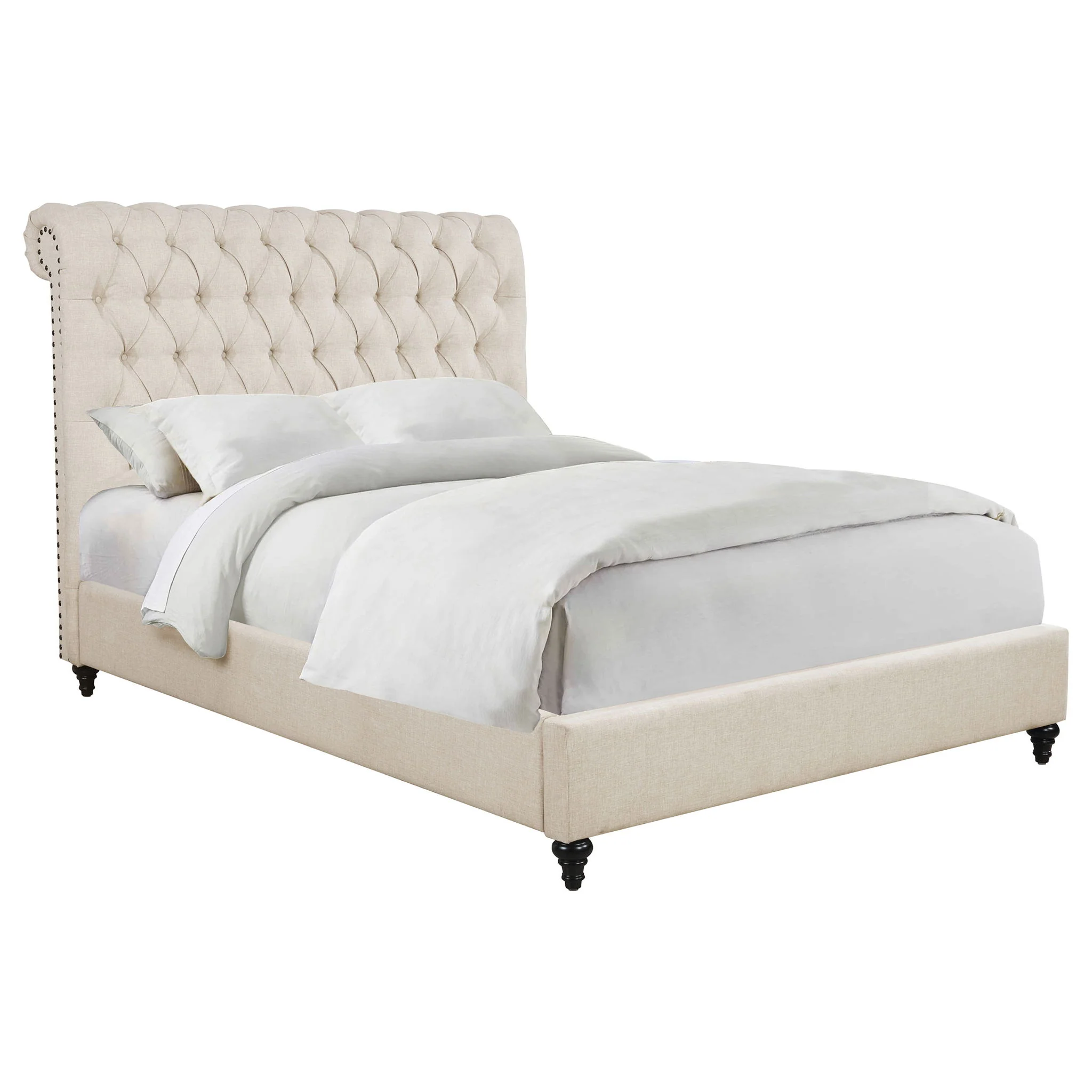 Devon 57-inch Upholstered California King Panel Bed Beige - Image 2