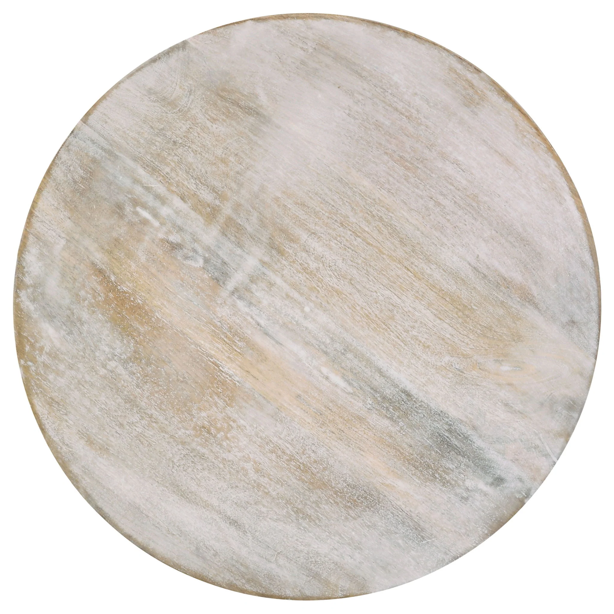 Dianella Round Pedestal Base Accent Side Table White Washed - Image 3