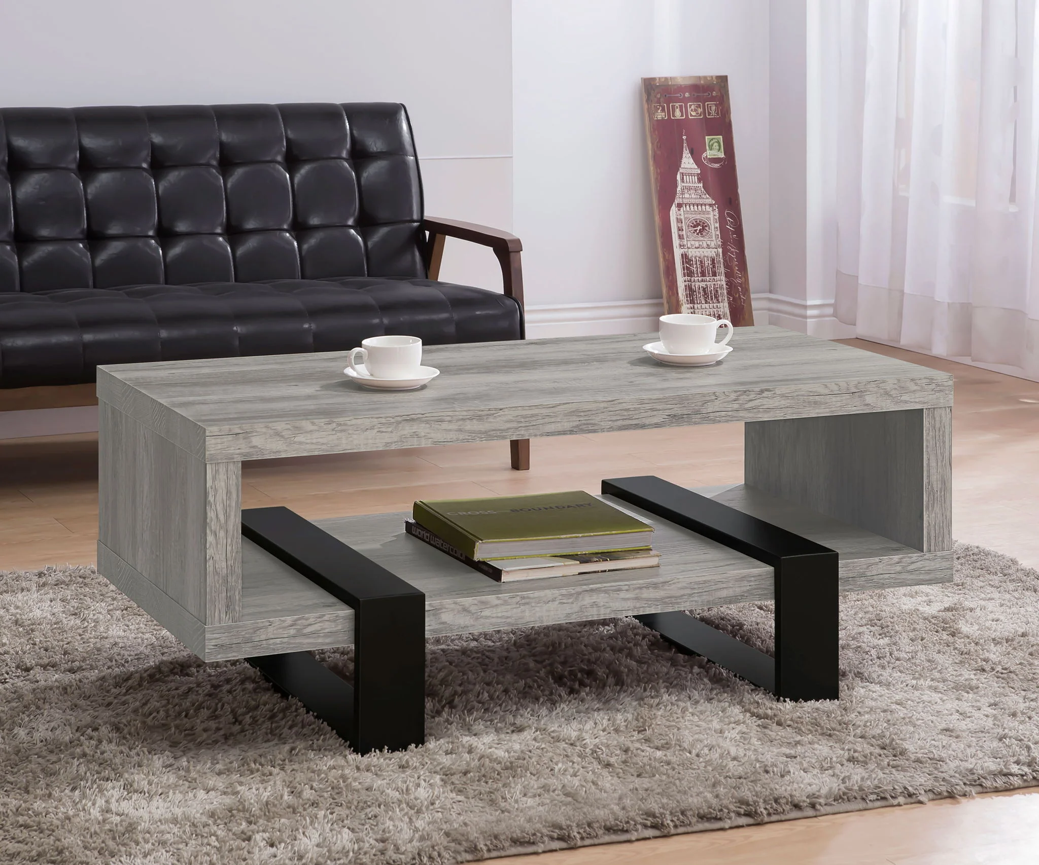 Dinard Engineered Wood Cocktail Coffee Table Grey Driftwood - Image 2
