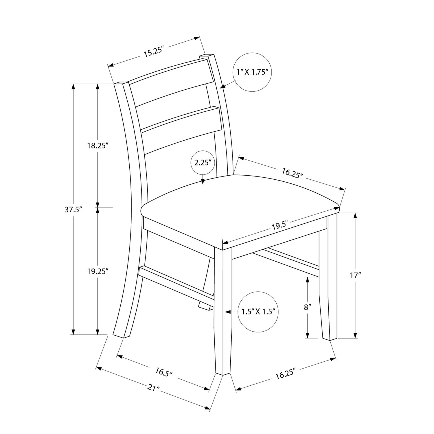 Dining Chair, Upholstered, Side, Dining Room, Transitional (Set of 2) - Brown - Image 2