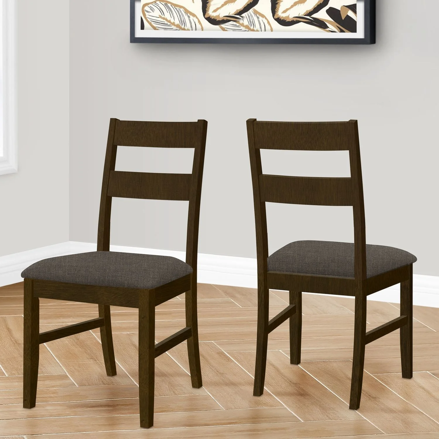 Dining Chair, Upholstered, Side, Dining Room, Transitional (Set of 2) - Brown - Image 3