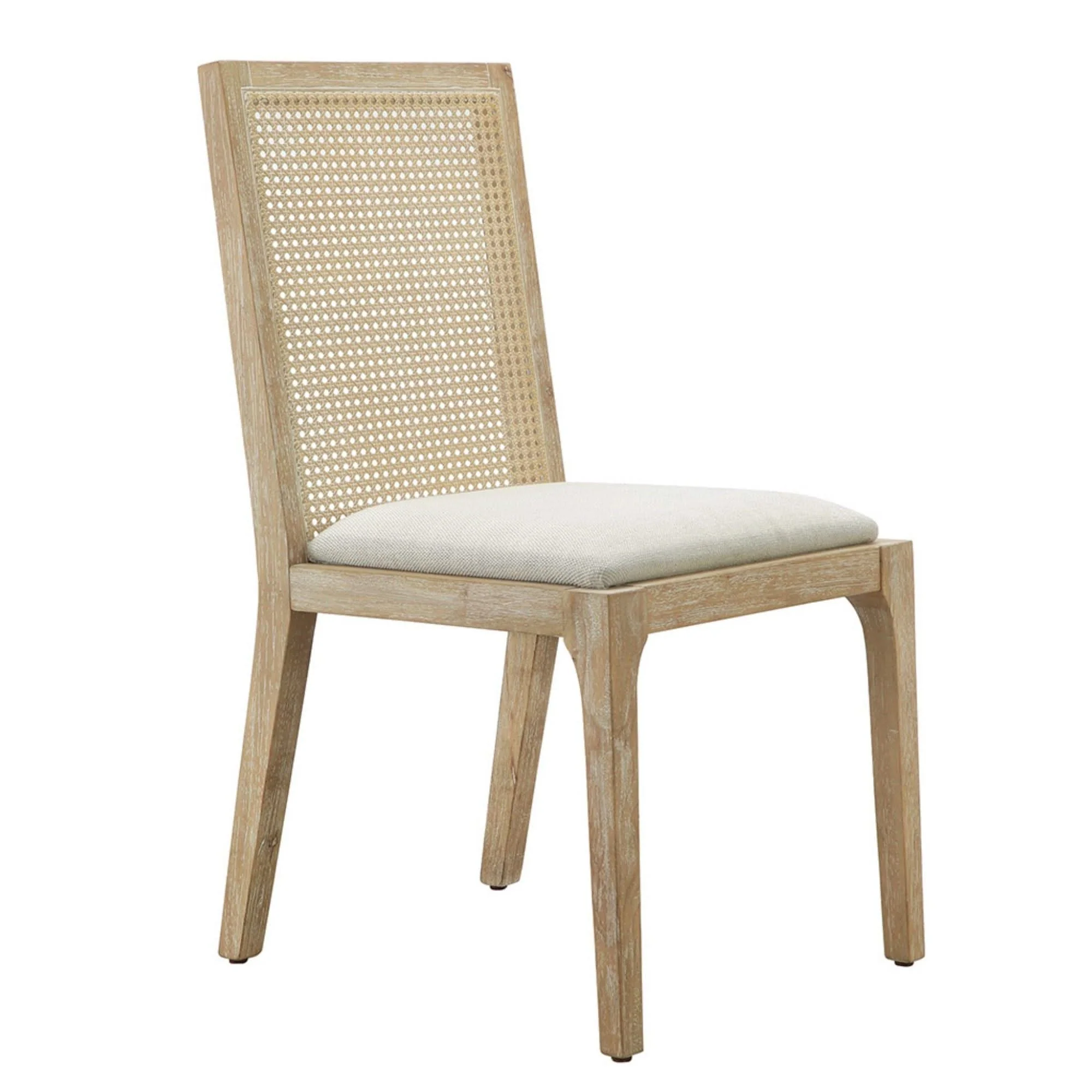 Dining Chair With Synthetic Cane Back And Upholstered Seat (Set of 2) - Natural - Image 2