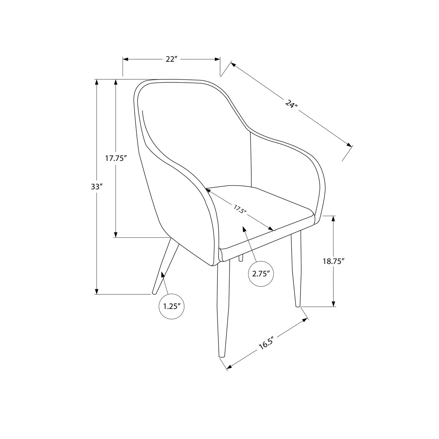 Dining Side Chair, Upholstered For Dining Room, Contemporary & Modern (Set of 2) - Image 2