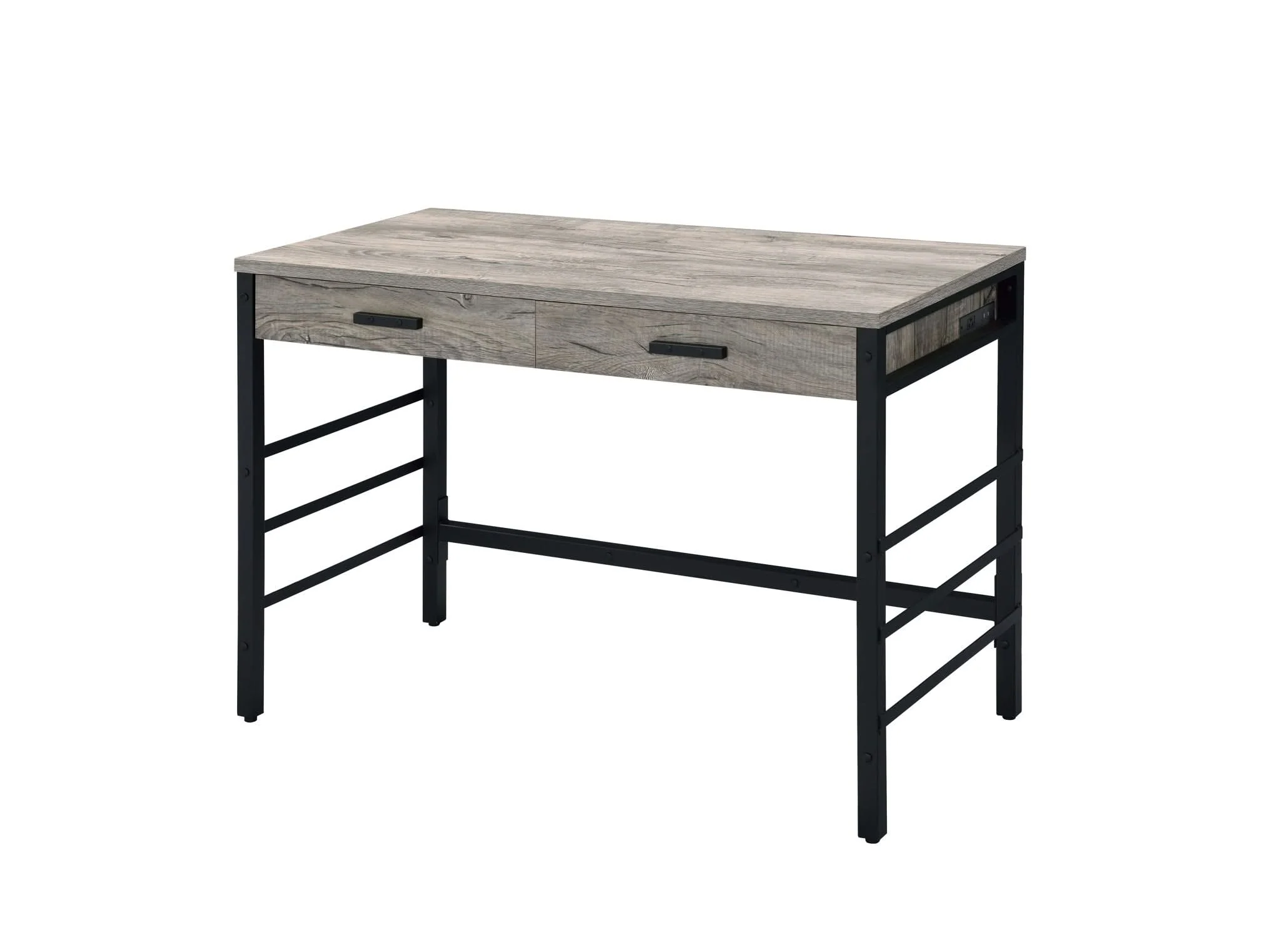 Disho - Weathered Writing Desk With USB - Oak - Image 4