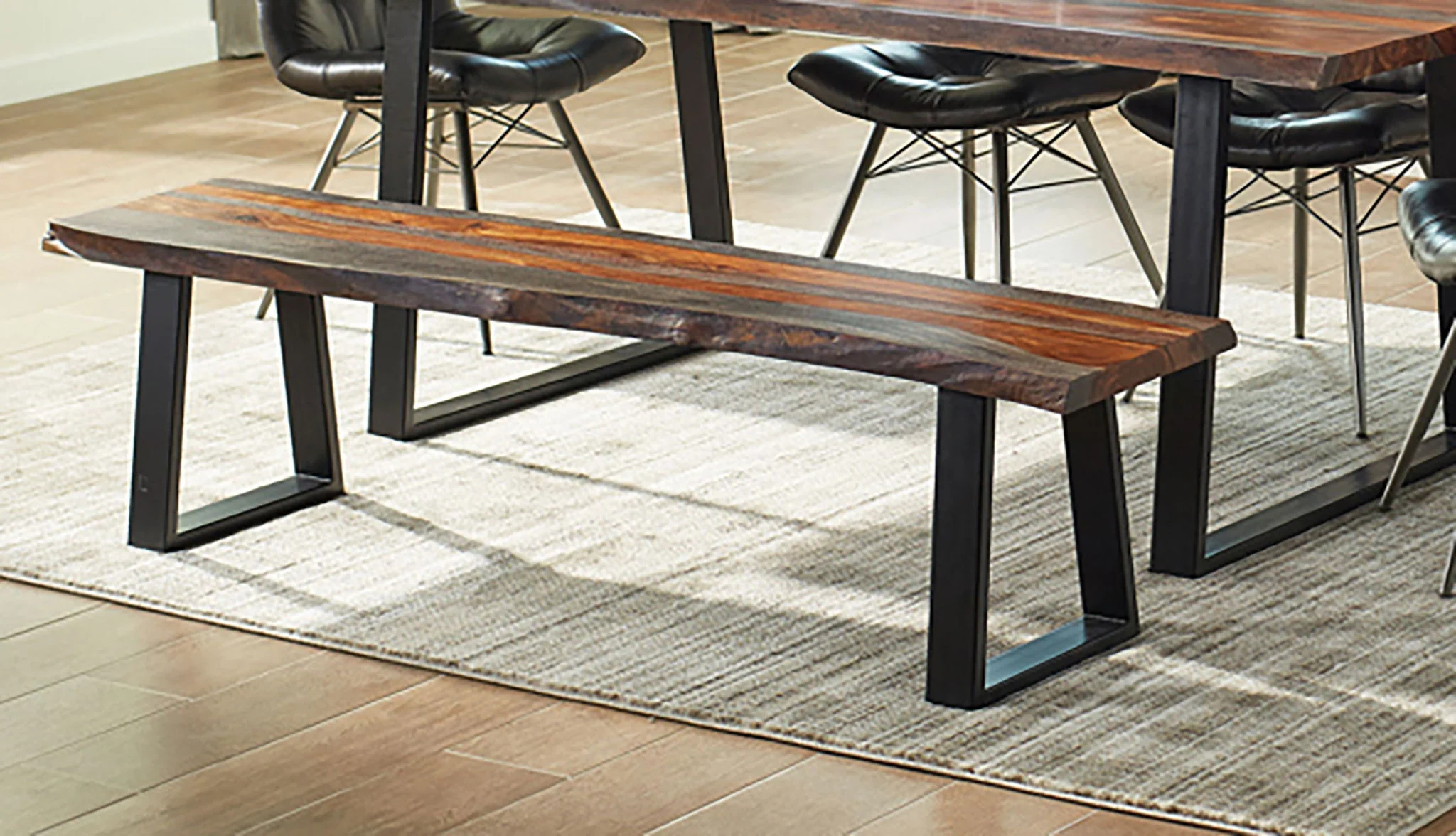 Ditman Live Edge Wood Dining Bench Grey Sheesham - Image 3