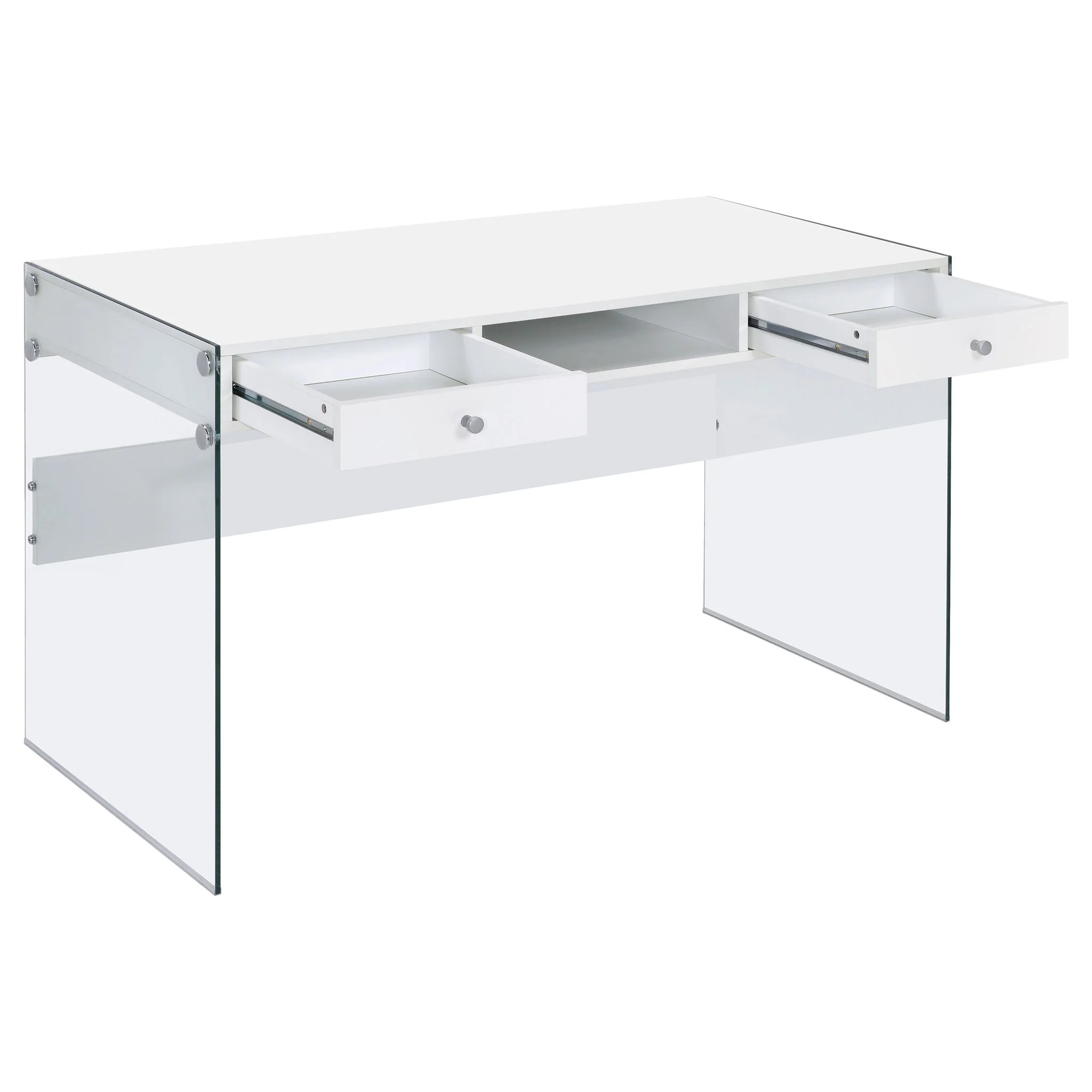 Dobrev 48-inch 2-drawer Writing Desk White High Gloss - Image 2