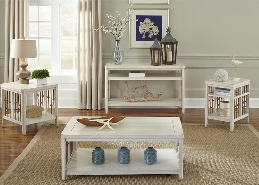 Dockside - 3 Piece Table Set (1 Cocktail 2 End Tables) - White