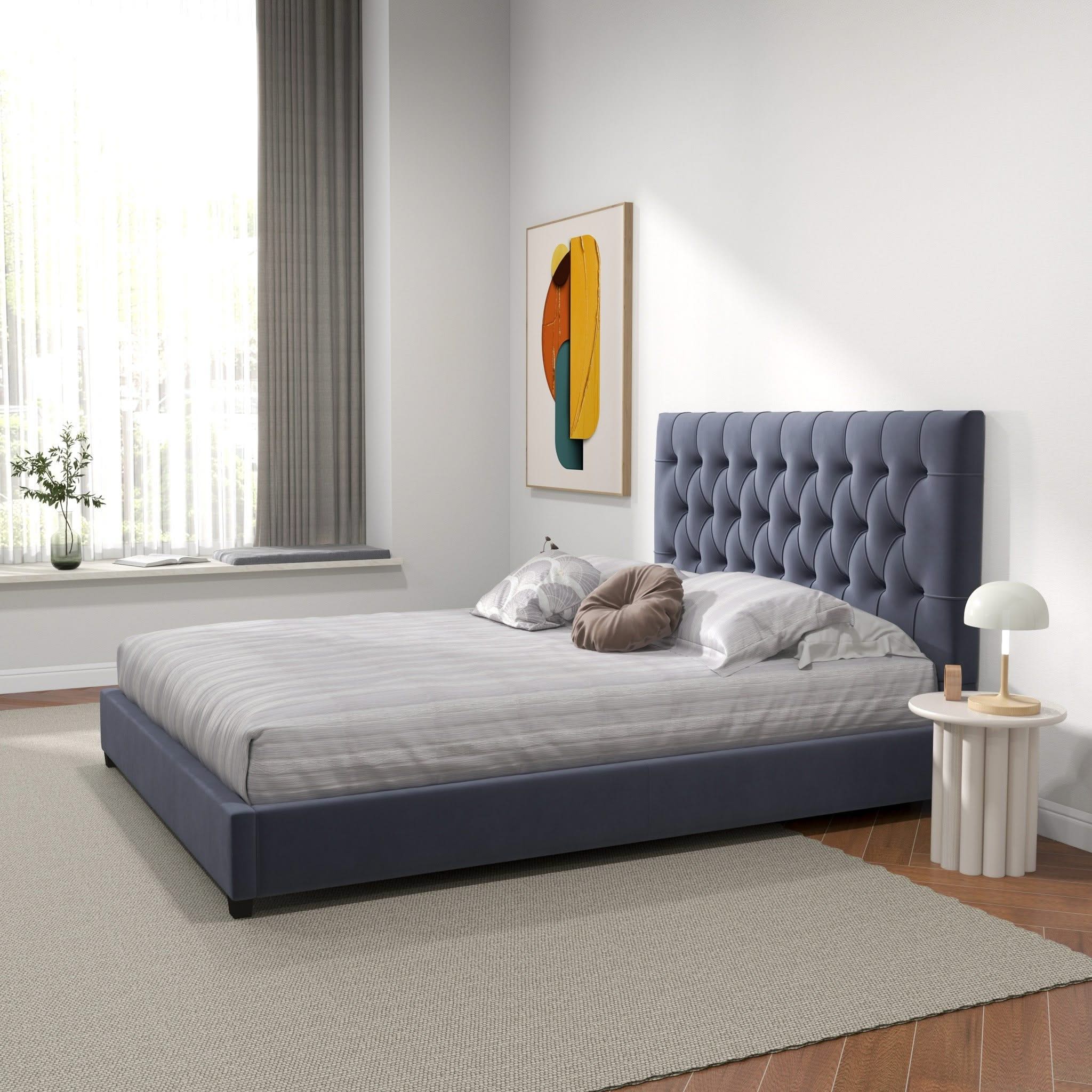 Donald - Mid-Century Modern Upholstered Platform Bed - Image 3