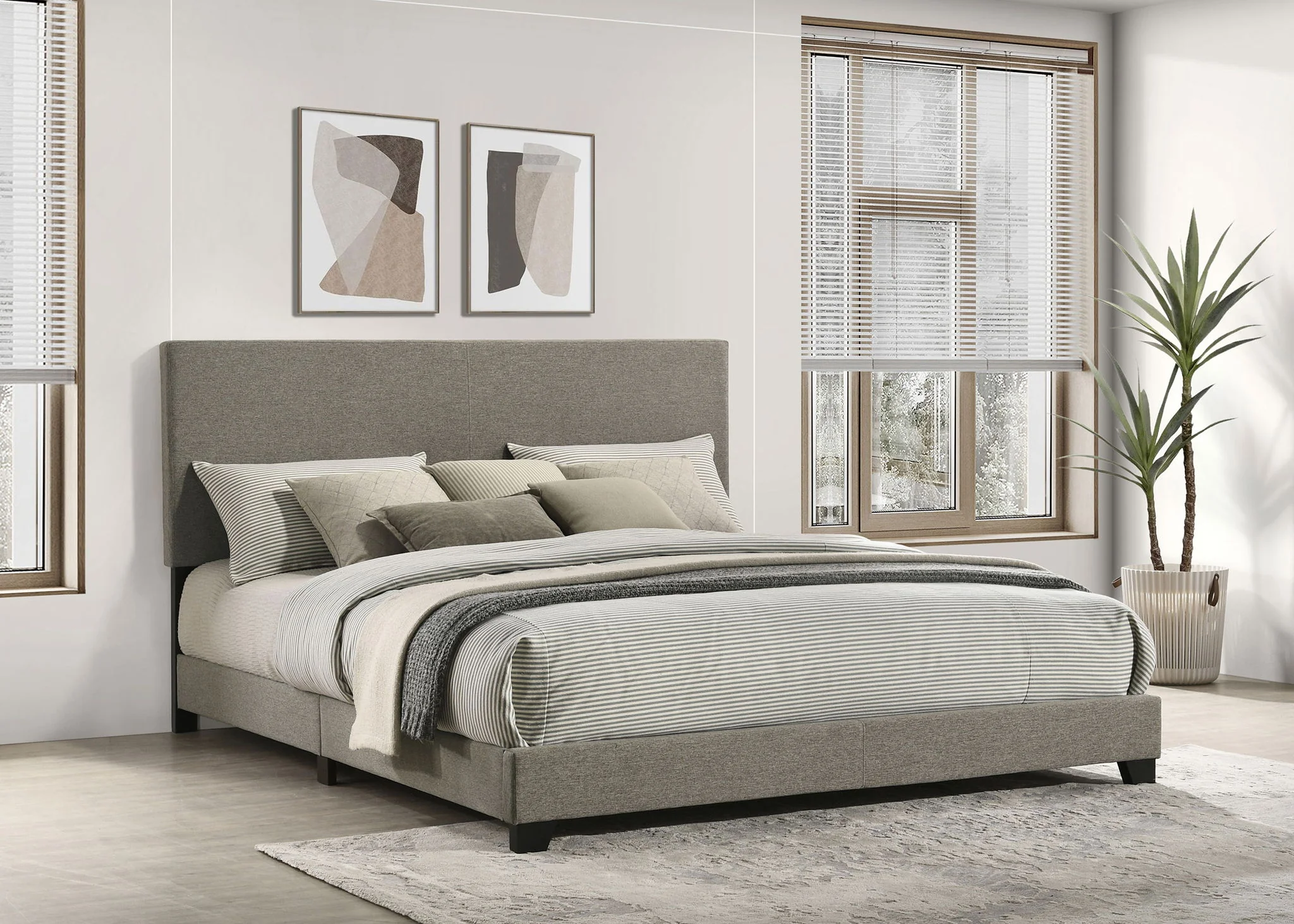 Dorian Fabric Upholstered California King Panel Bed Taupe - Image 3