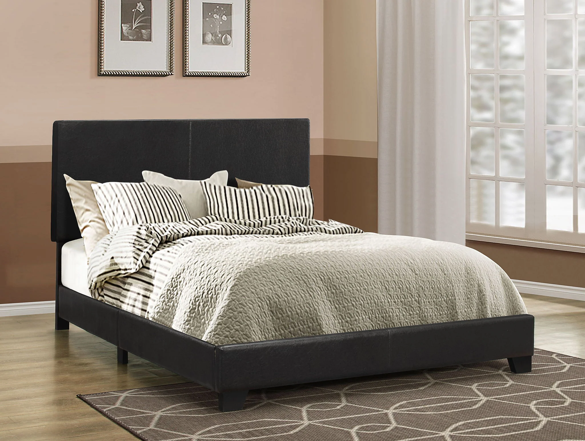 Dorian Faux Leather Upholstered Full Panel Bed Black - Image 4
