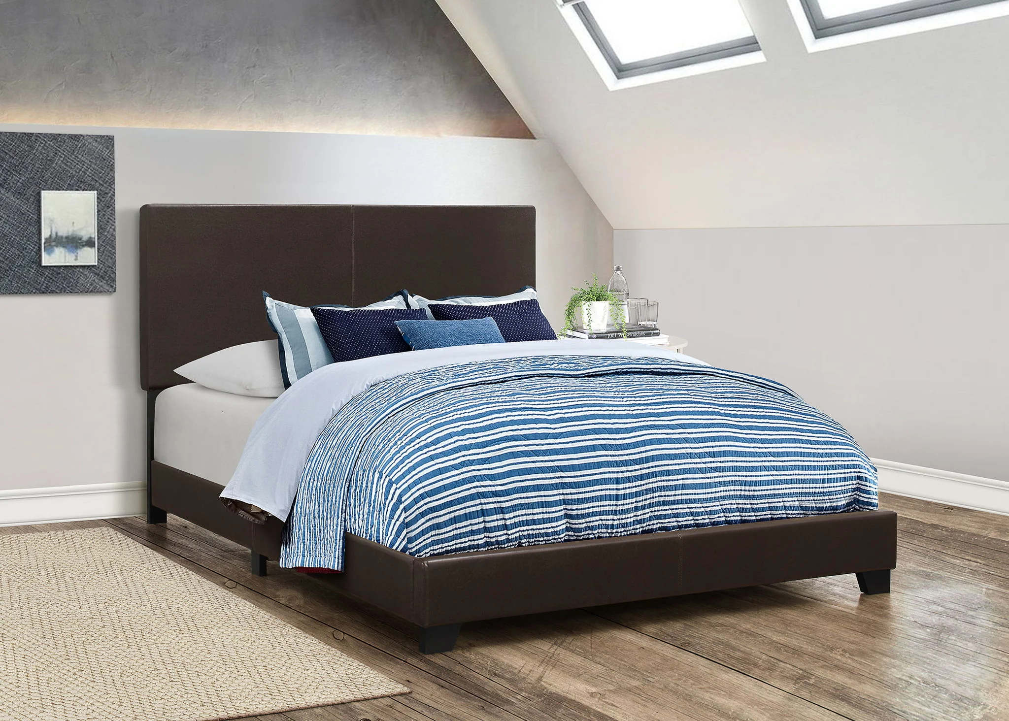 Dorian Faux Leather Upholstered Full Panel Bed Brown - Image 4