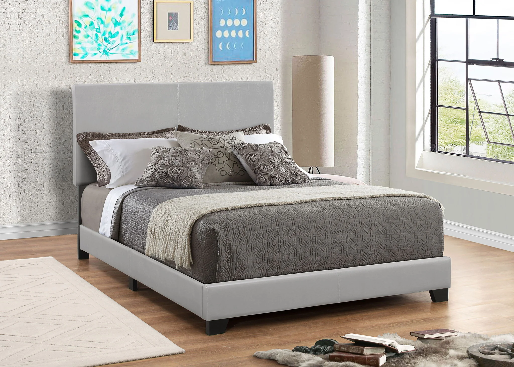 Dorian Faux Leather Upholstered Full Panel Bed Grey - Image 4