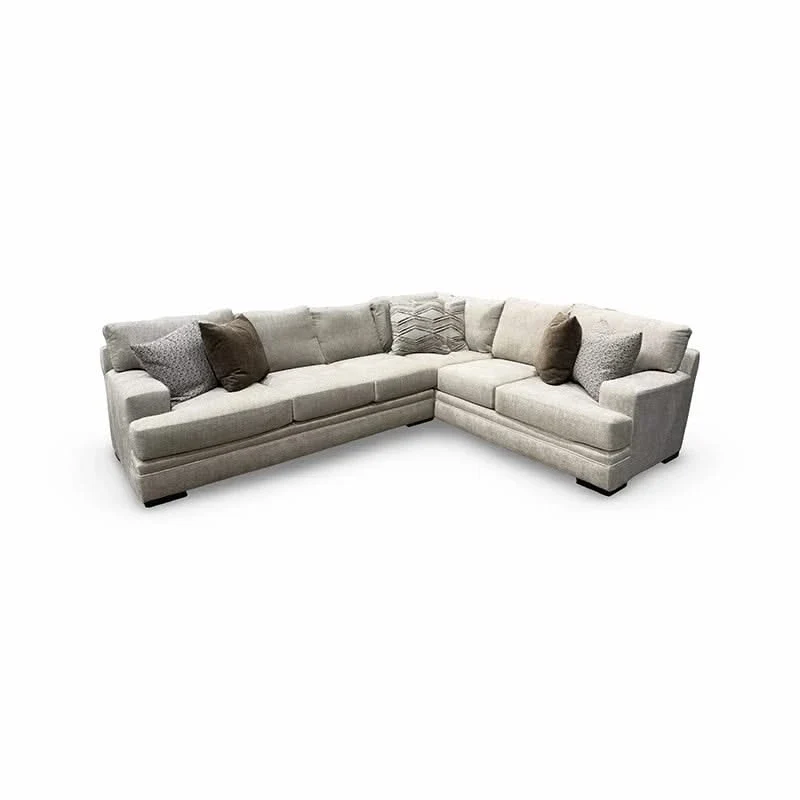 Downy Cream Contemporary 2PC Sectional with 6 Down Blend Accent Pillows - Image 2