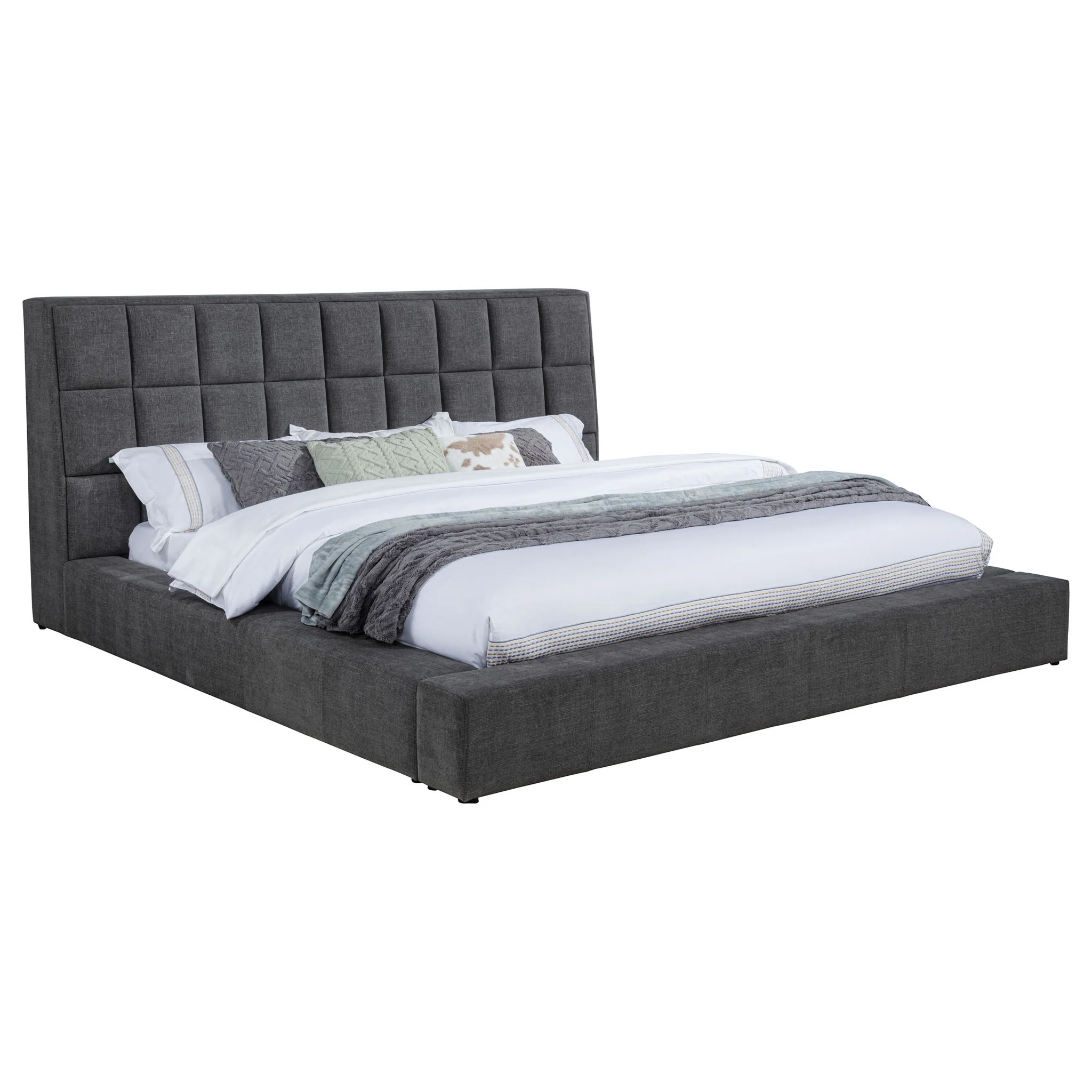 Dreux Upholstered Eastern King Panel Platform Bed Grey - Image 3