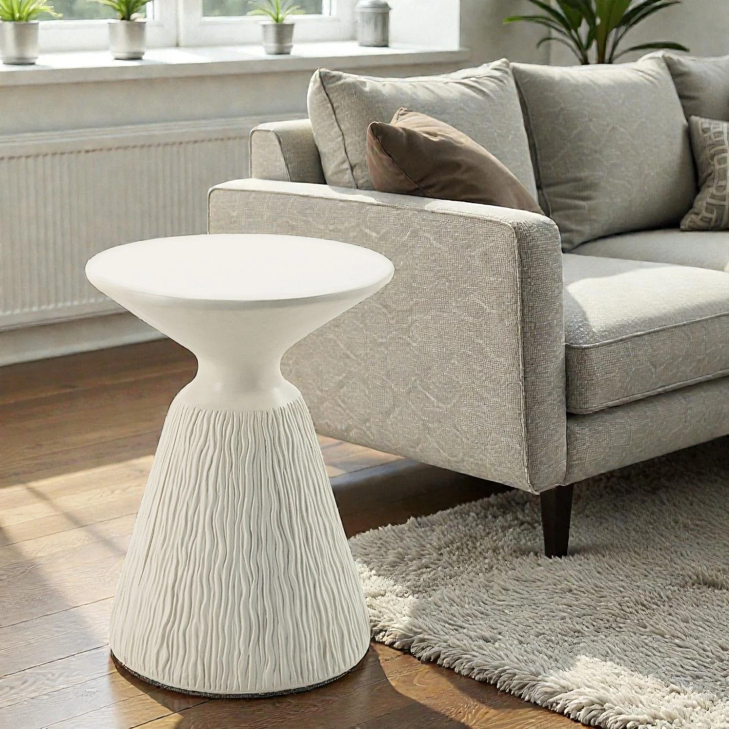 Duane - Fiber Concrete Accent Table - White - Image 3