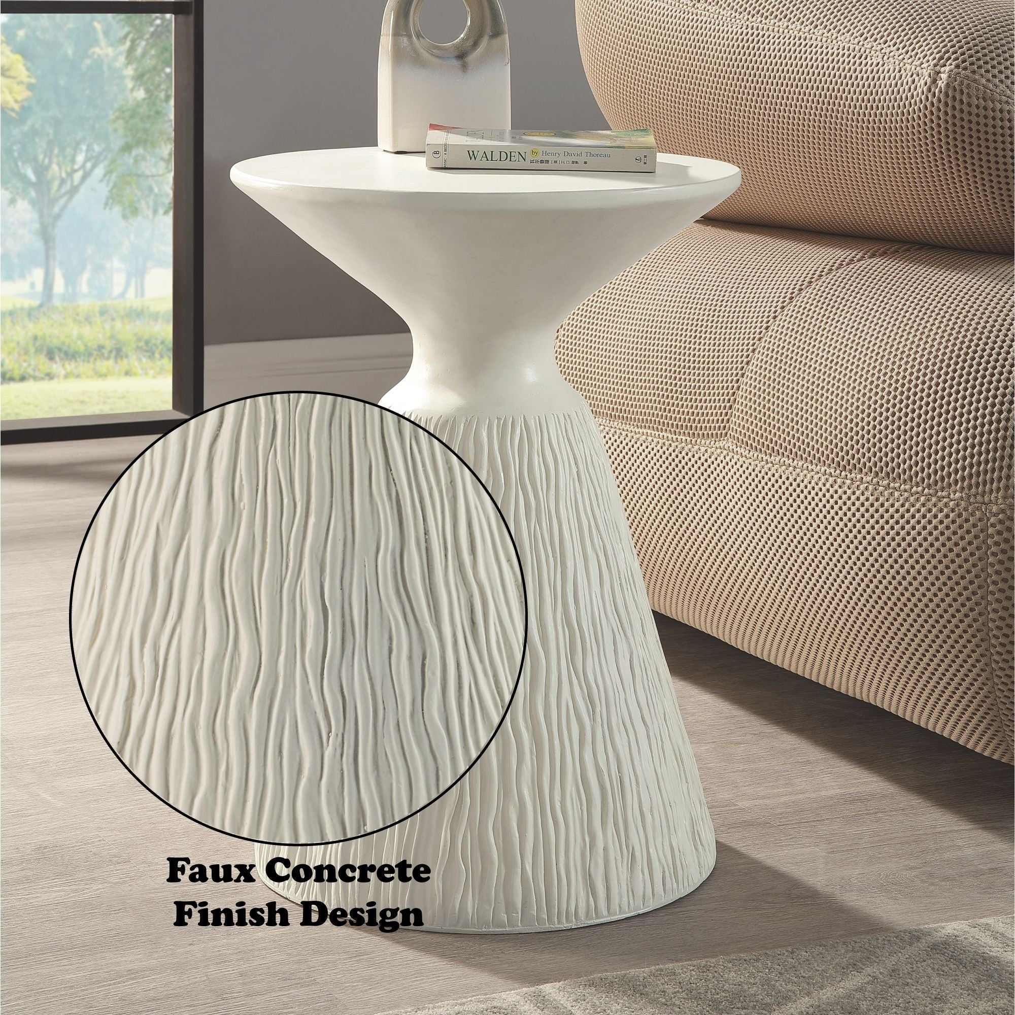 Duane - Fiber Concrete Accent Table - White - Image 4