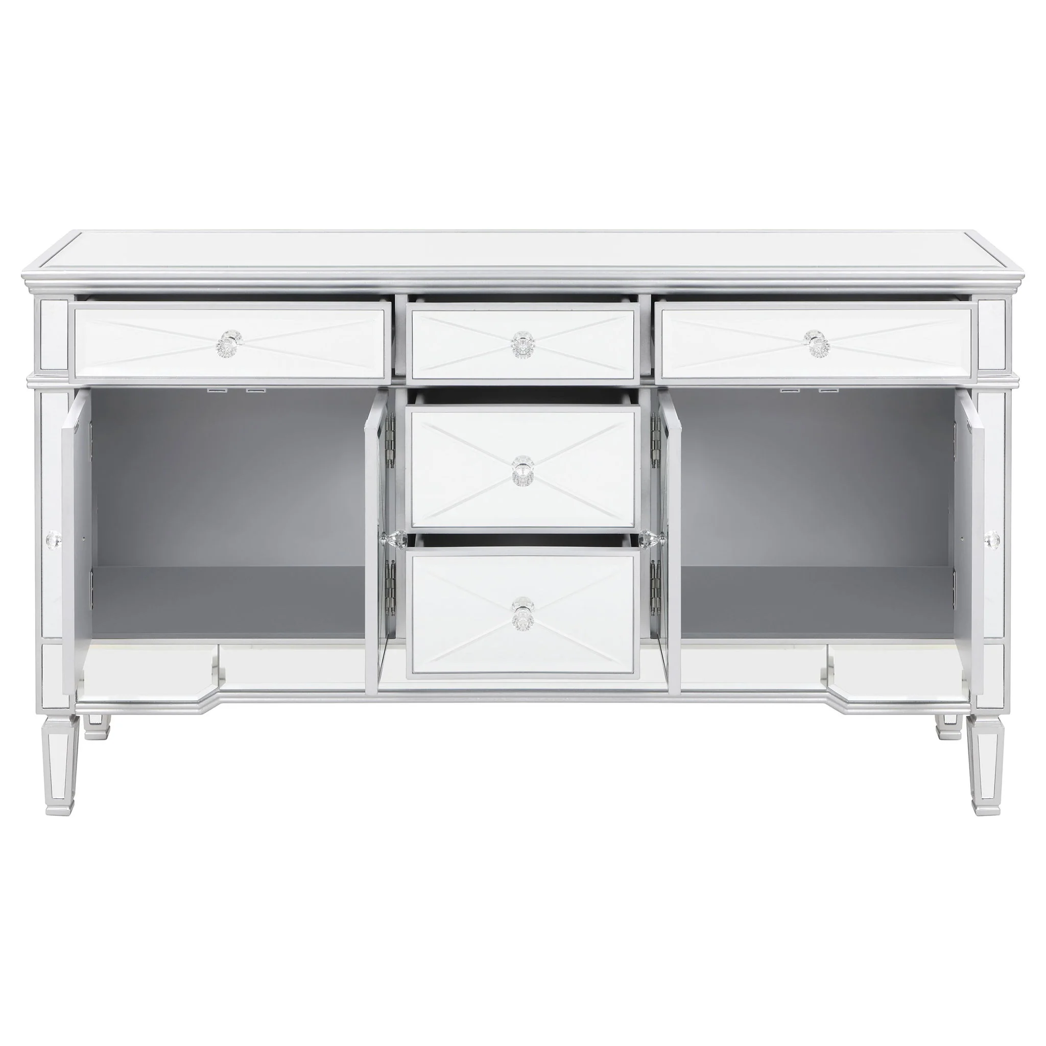 Duchess 5-drawer Mirrored Storage Accent Cabinet Silver - Image 4