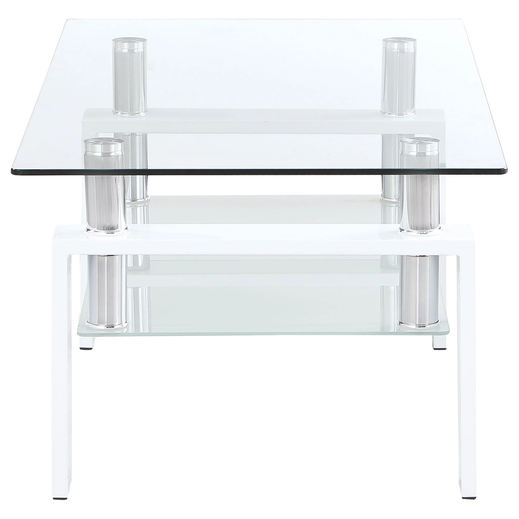 Dyer 1-shelf Rectangular Glass Top Coffee Table White - Image 2