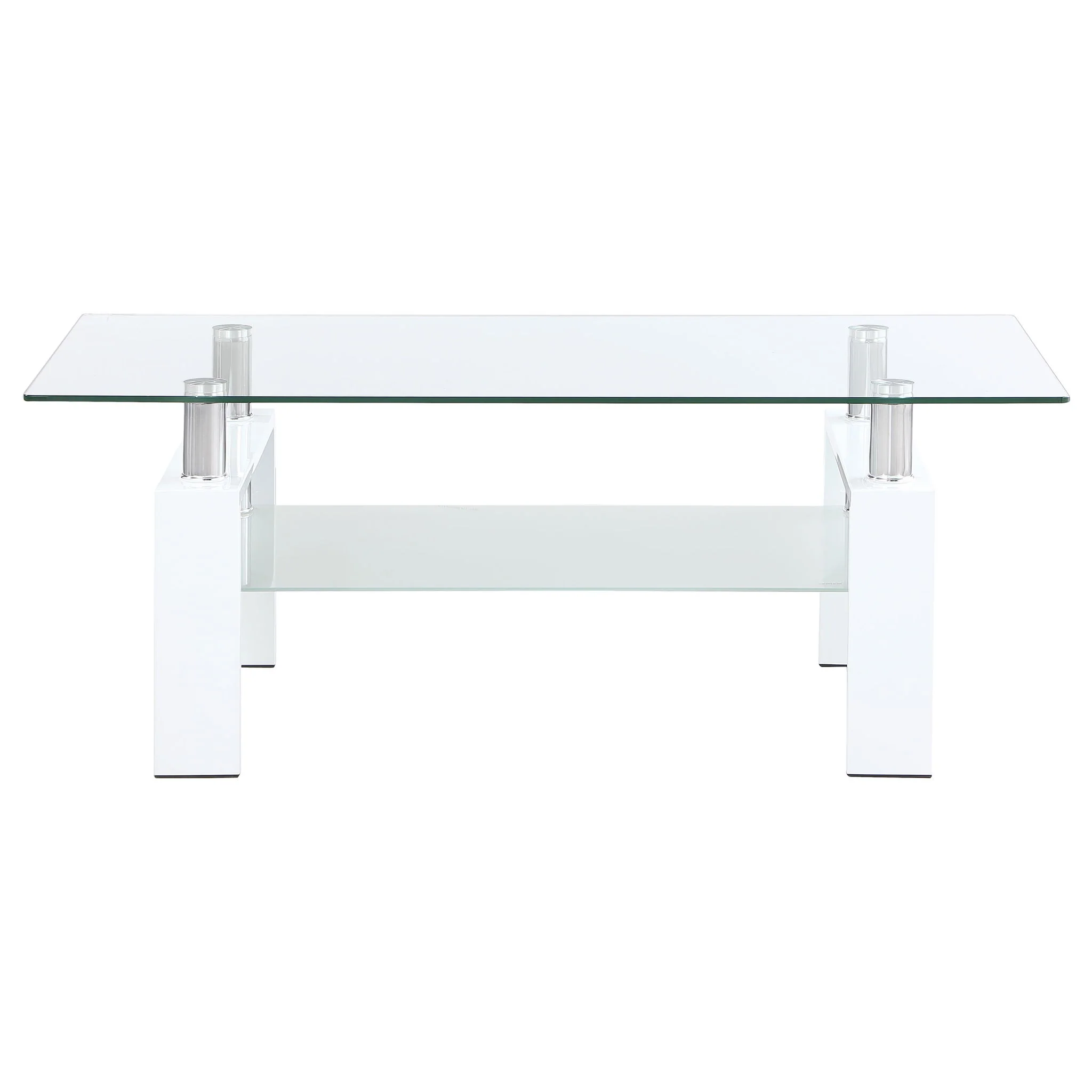 Dyer 1-shelf Rectangular Glass Top Coffee Table White - Image 4