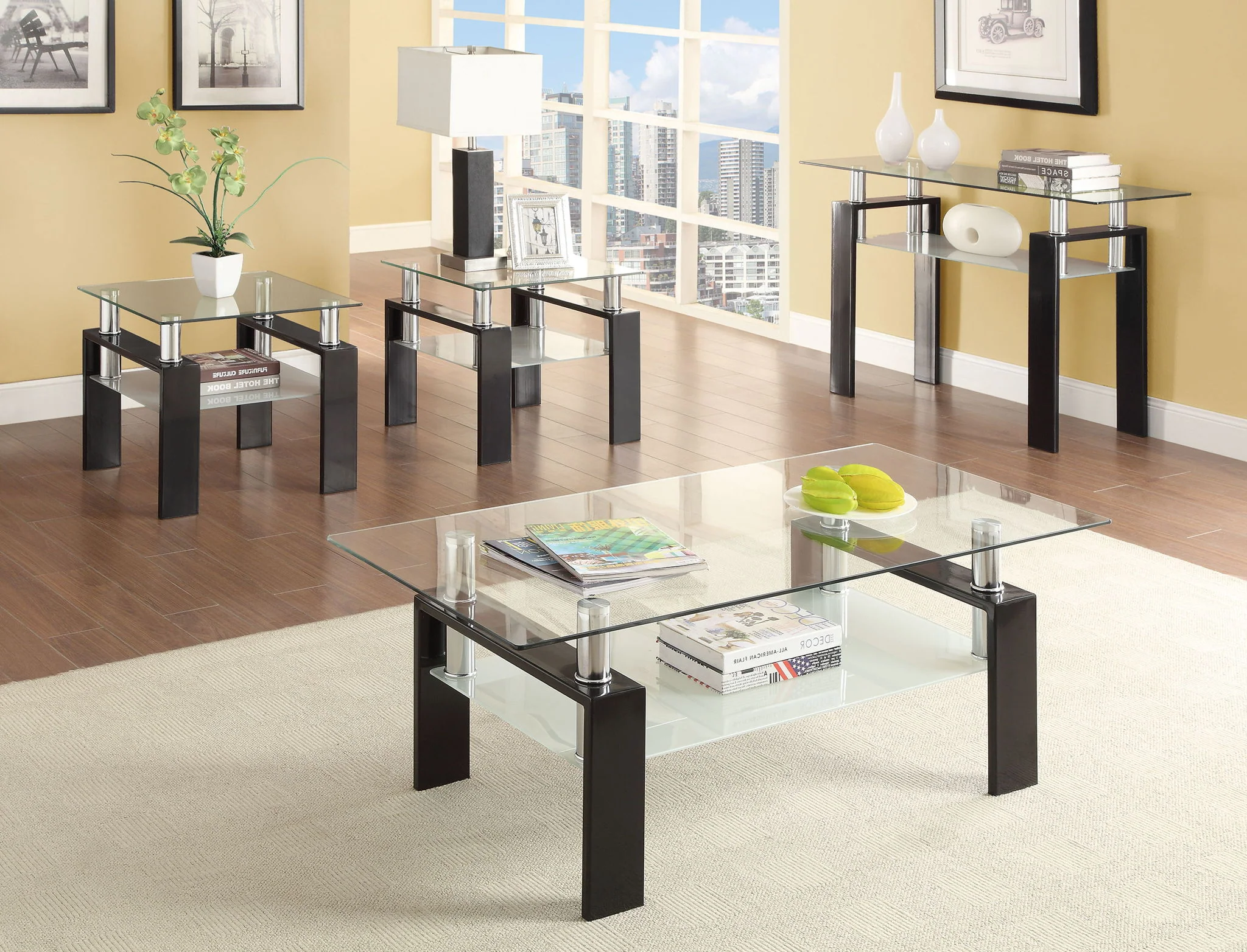 Dyer 1-shelf Square Glass Top Side End Table Black - Image 3