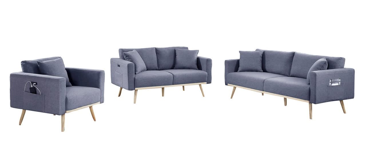 Easton - Fabric Living Room Set With USB Charging Ports Pockets And Pillows (Set of 2) - Image 4