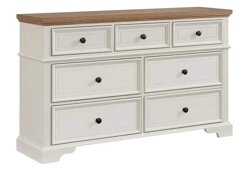 Eastwood White 7 Drawer Dresser with Antique Silver Hardware
