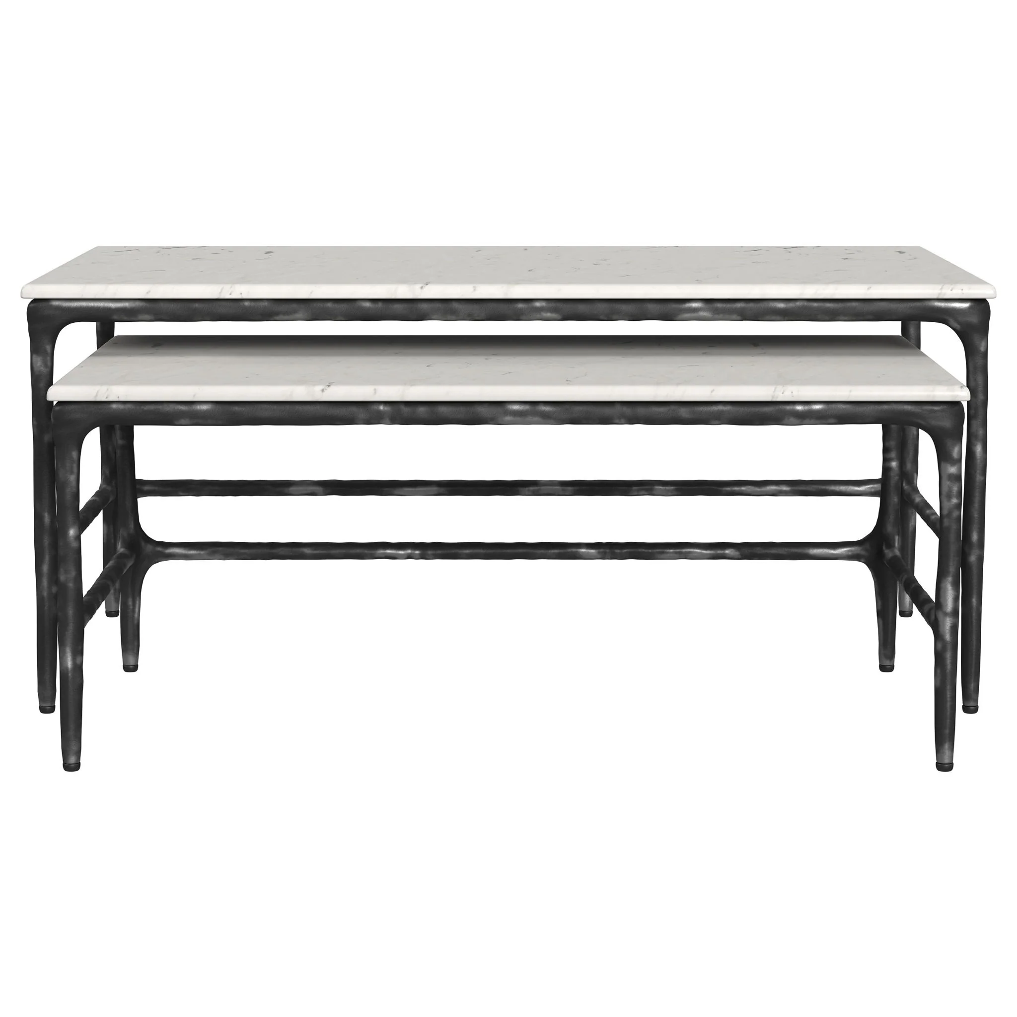 Ebby 2-piece Genuine Marble Top Nesting Coffee Tables White - Image 2
