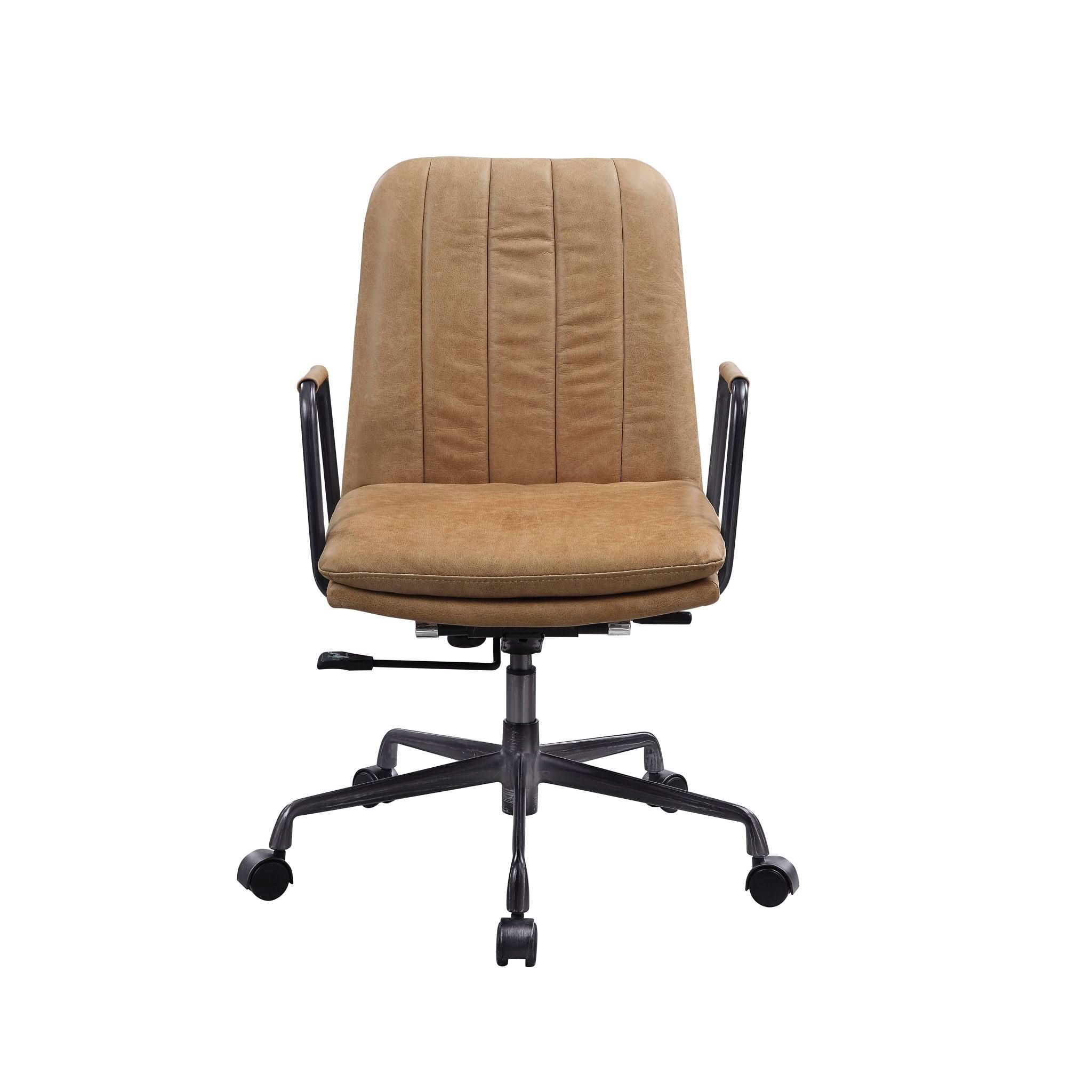 Eclarn - Top Grain Leather Office Chair - Brown - Image 4