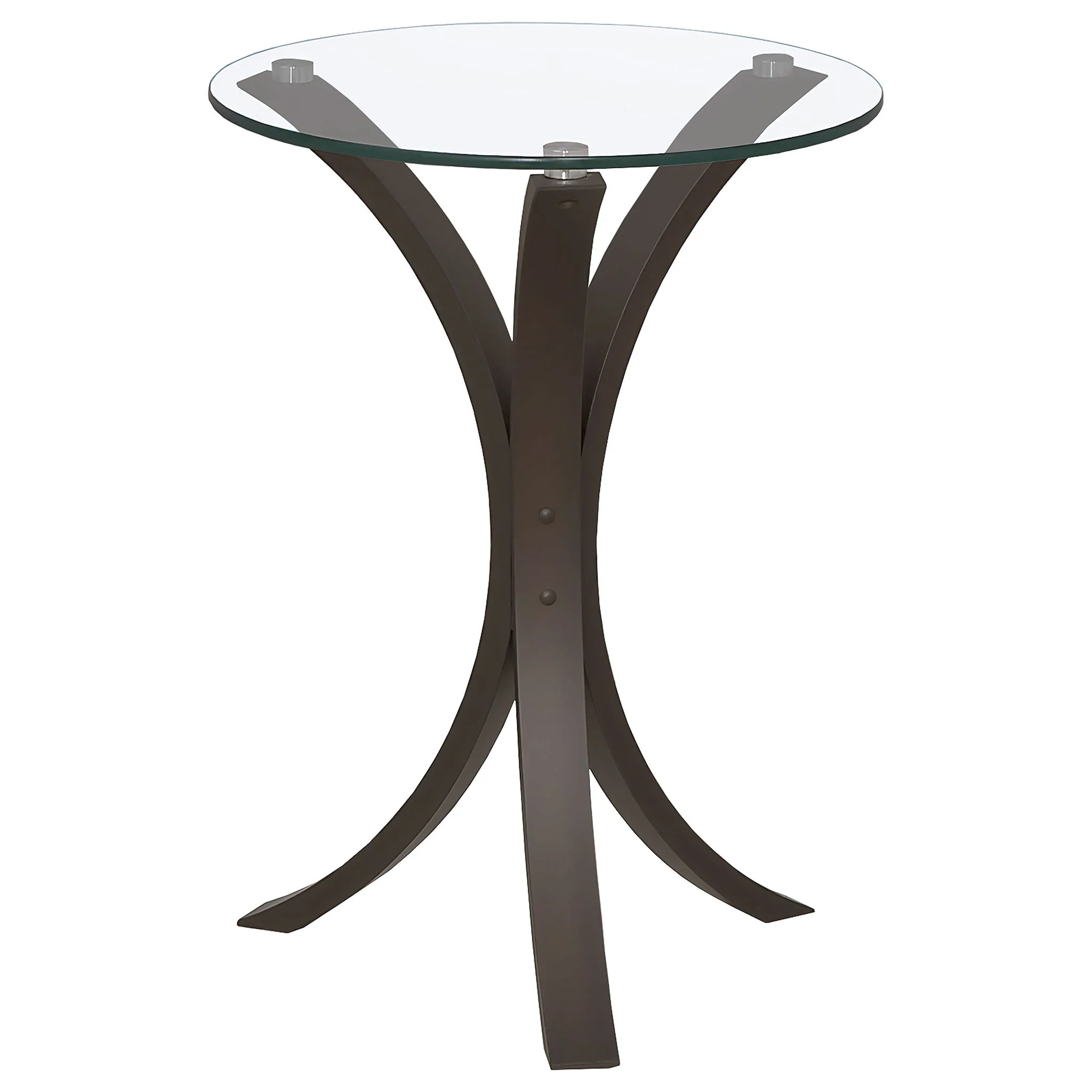 Edgar Round Glass Top Accent Side Table Cappuccino - Image 4