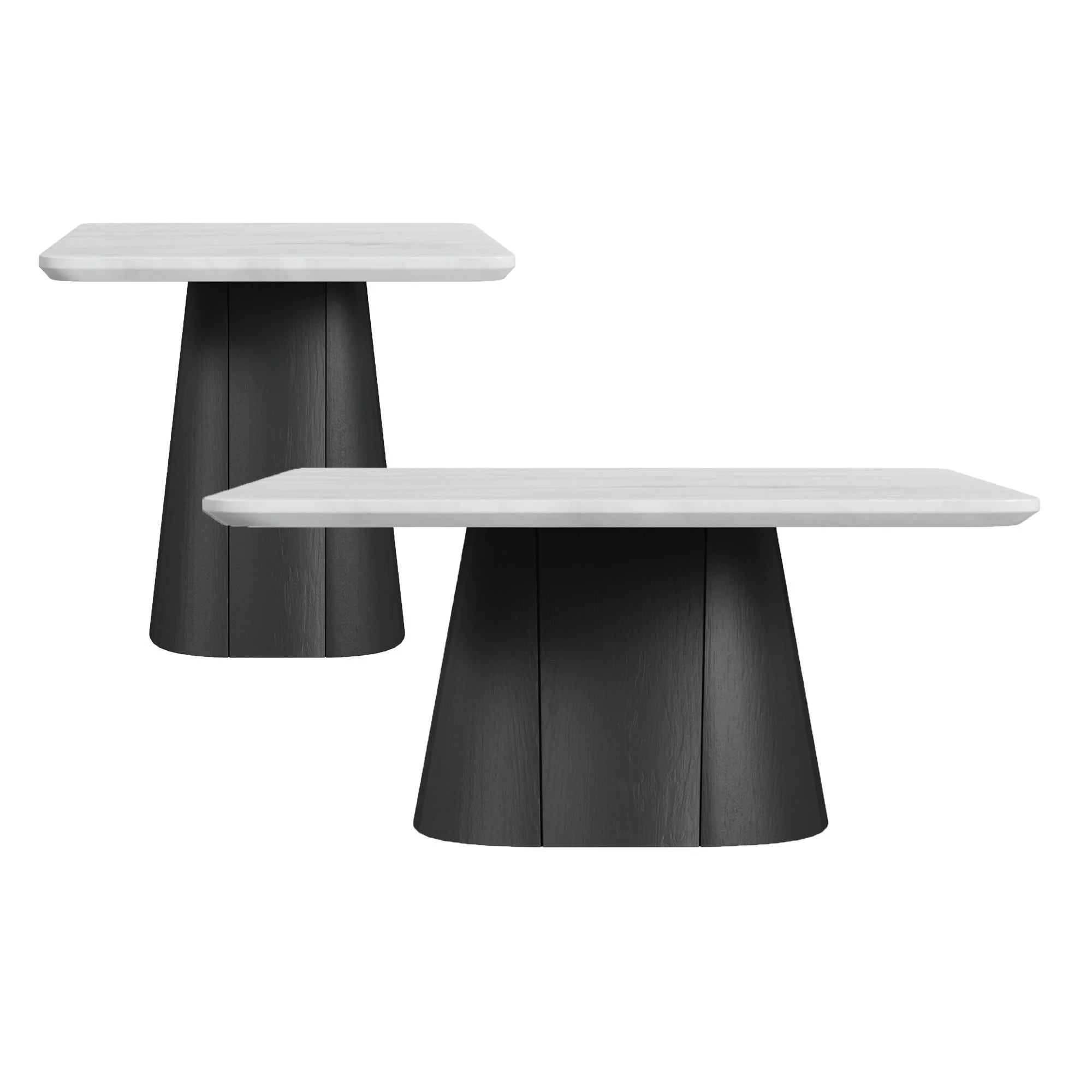 Edison - 2 Piece Occasional Table Set (Coffee Table & End Table) - White And Black