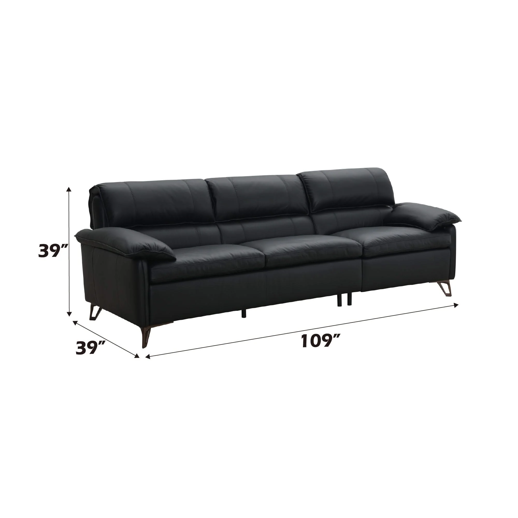 Eilene - Top Grain Leather Sofa - Black - Image 3