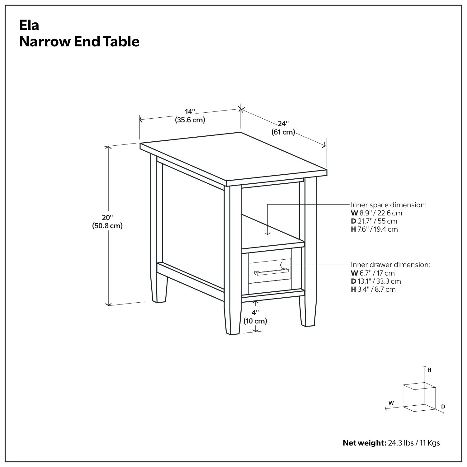 Ela - Narrow End Table - Brown - Image 4