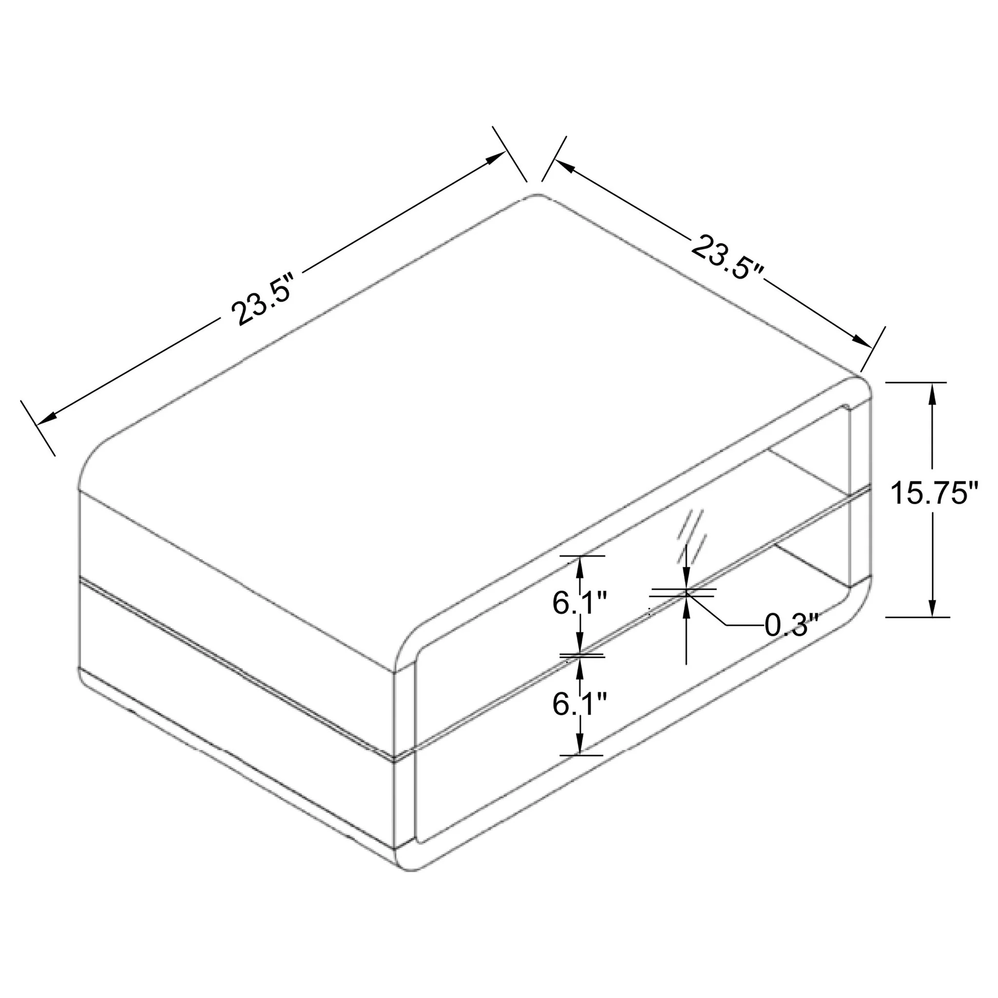 Elana 1-shelf Rectangular Side End Table White High Gloss - Image 4