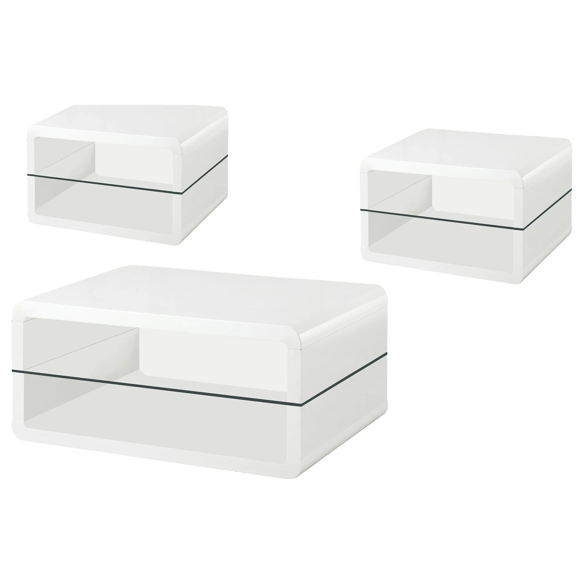 Elana 3-piece Coffee and End Table Set White High Gloss - Image 2