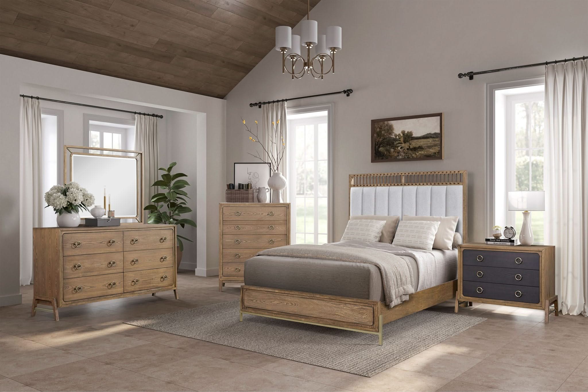 Elegant Design Upholstered And Strap Panel Bed - Image 2