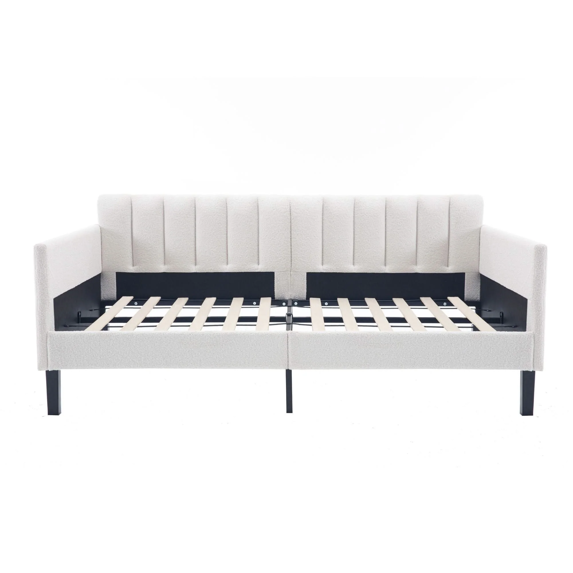 Elena - Boucle Upholstered Daybed, Ribbed Tufted Backrest - Image 2