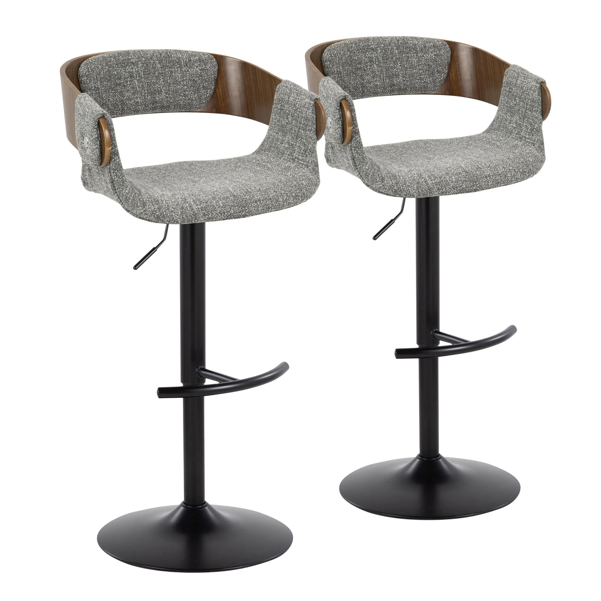Elisa - Mid Century Modern Adjustable Barstool With Swivel & Rounded T Footrest (Set of 2) - Image 2