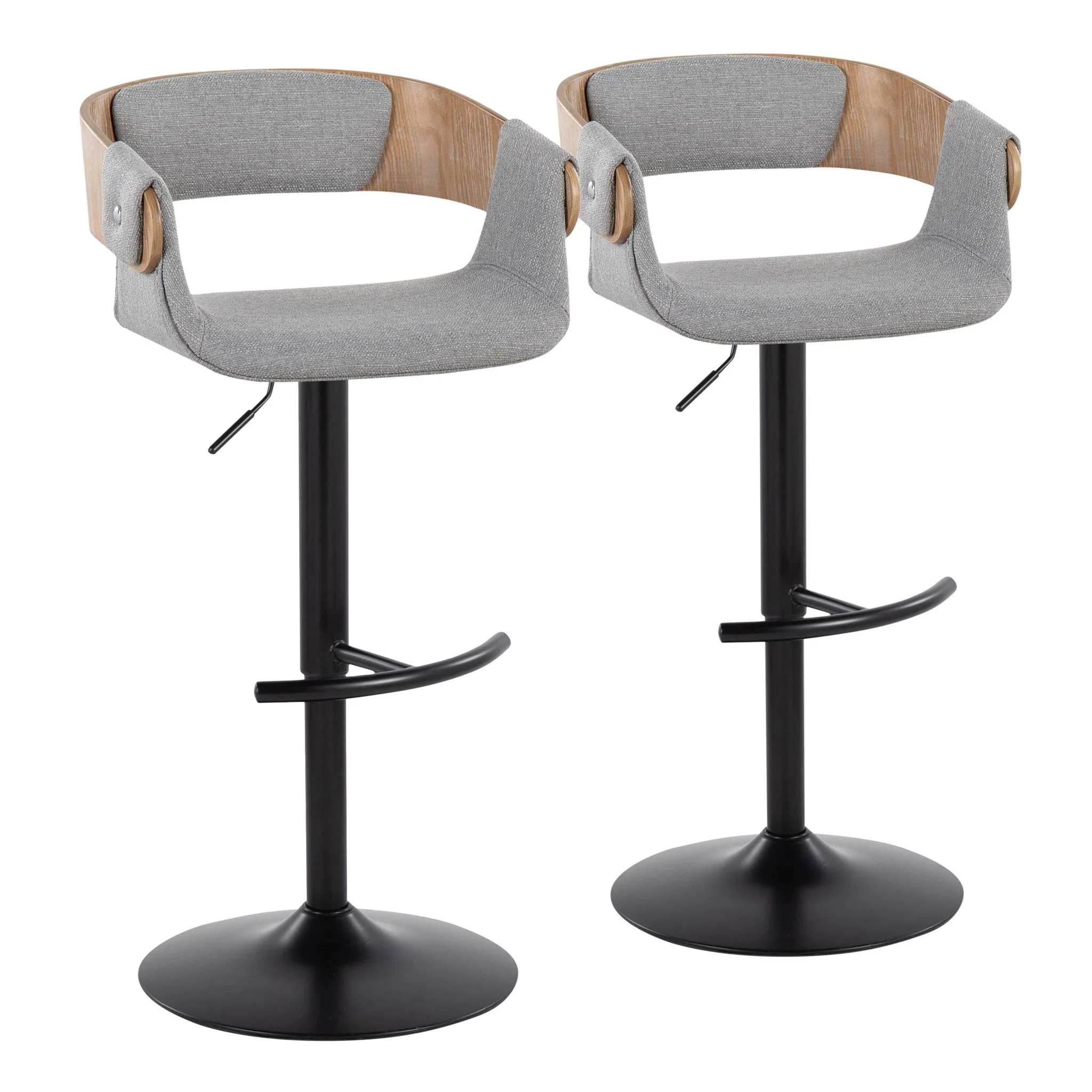 Elisa - Mid Century Modern Adjustable Barstool With Swivel & Rounded T Footrest (Set of 2) - Image 3