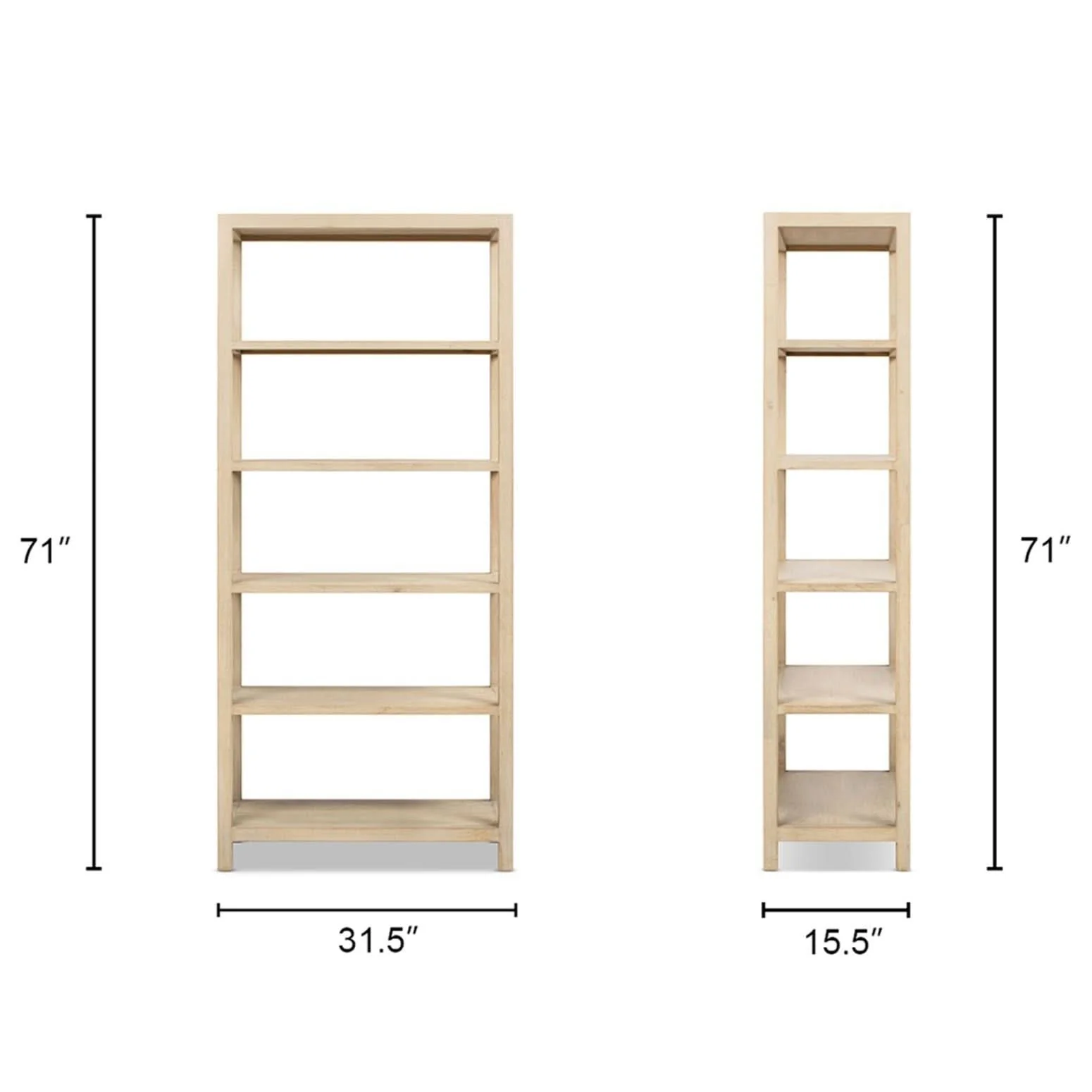 Ellis - 5 Shelf Open Frame Bookcase - Natural - Image 3