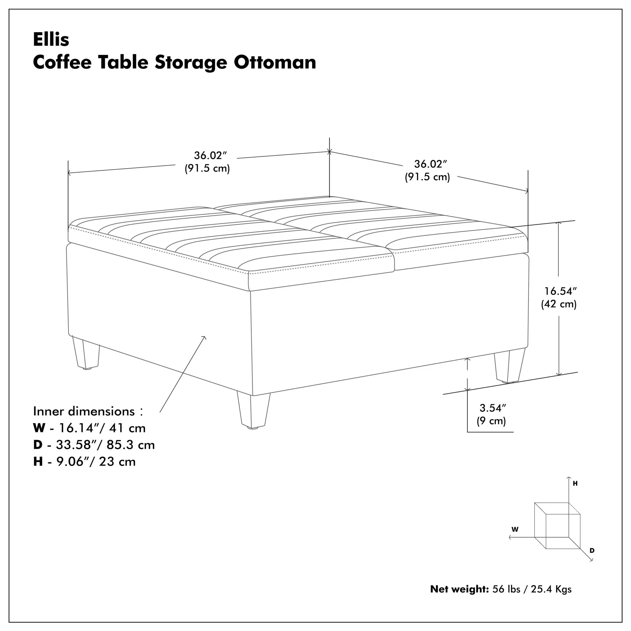 Ellis - Coffee Table Storage Ottoman Contemporary Design - Image 16