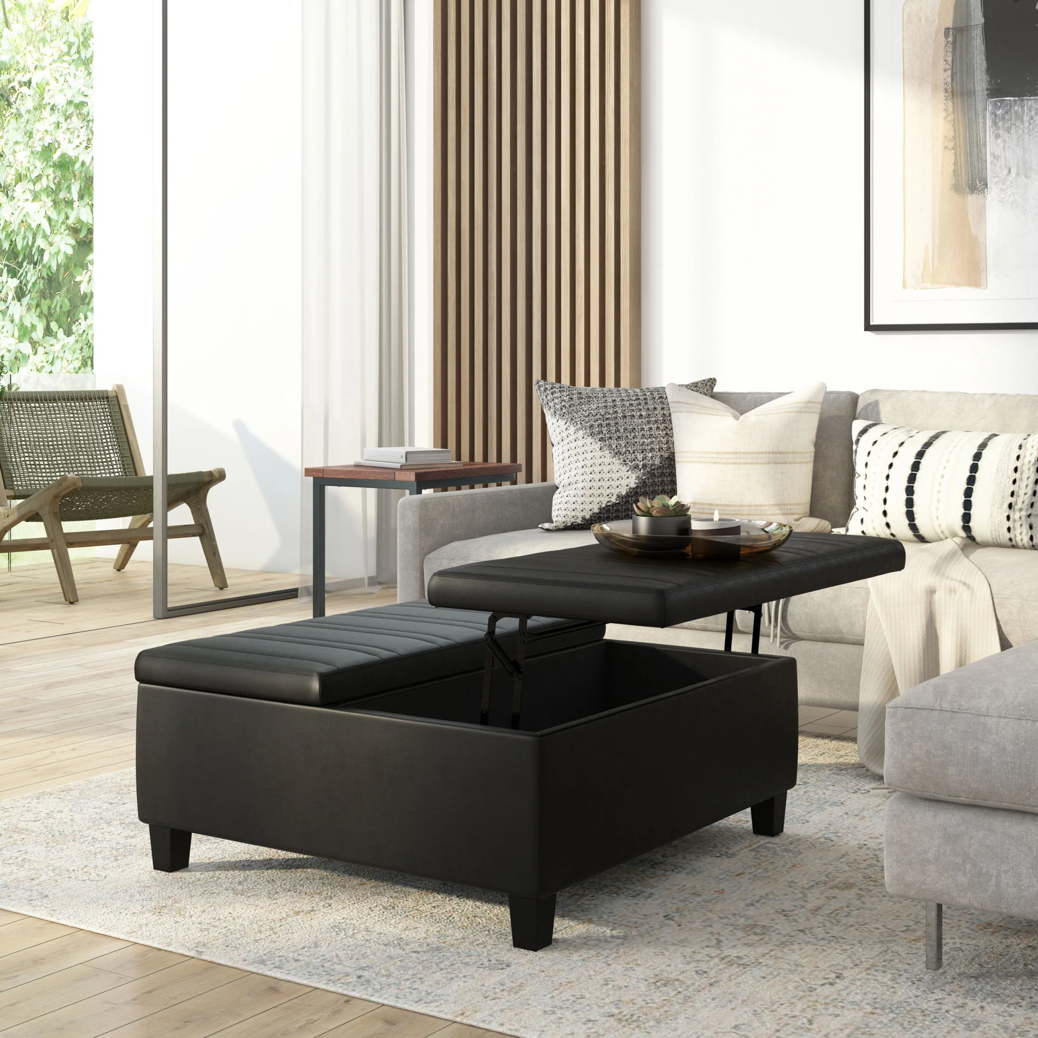 Ellis - Coffee Table Storage Ottoman Contemporary Design - Image 6