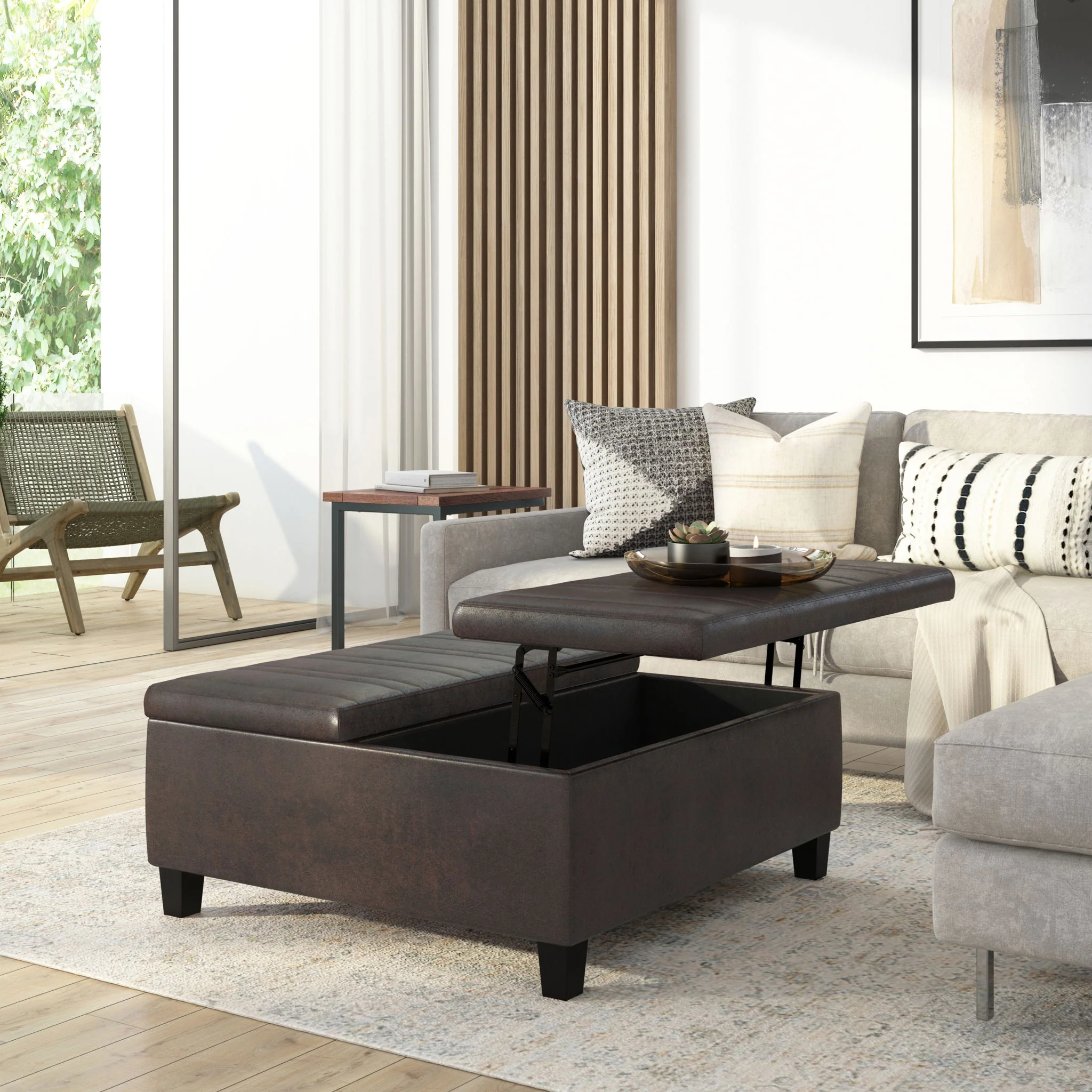 Ellis - Upholstered Coffee Table Storage Ottoman - Image 4
