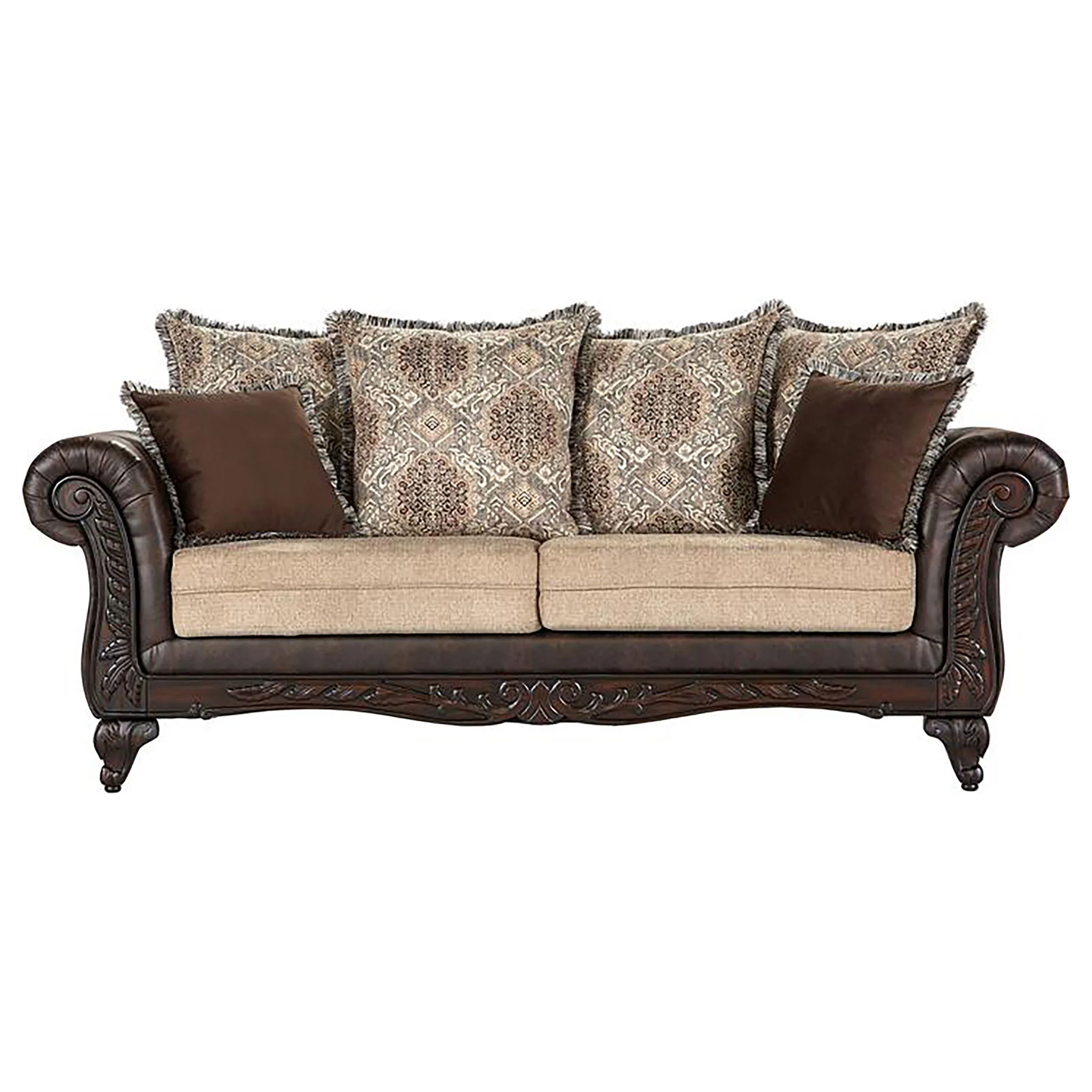 Elmbrook 2-piece Upholstered Rolled Arm Sofa Set Brown - Image 3