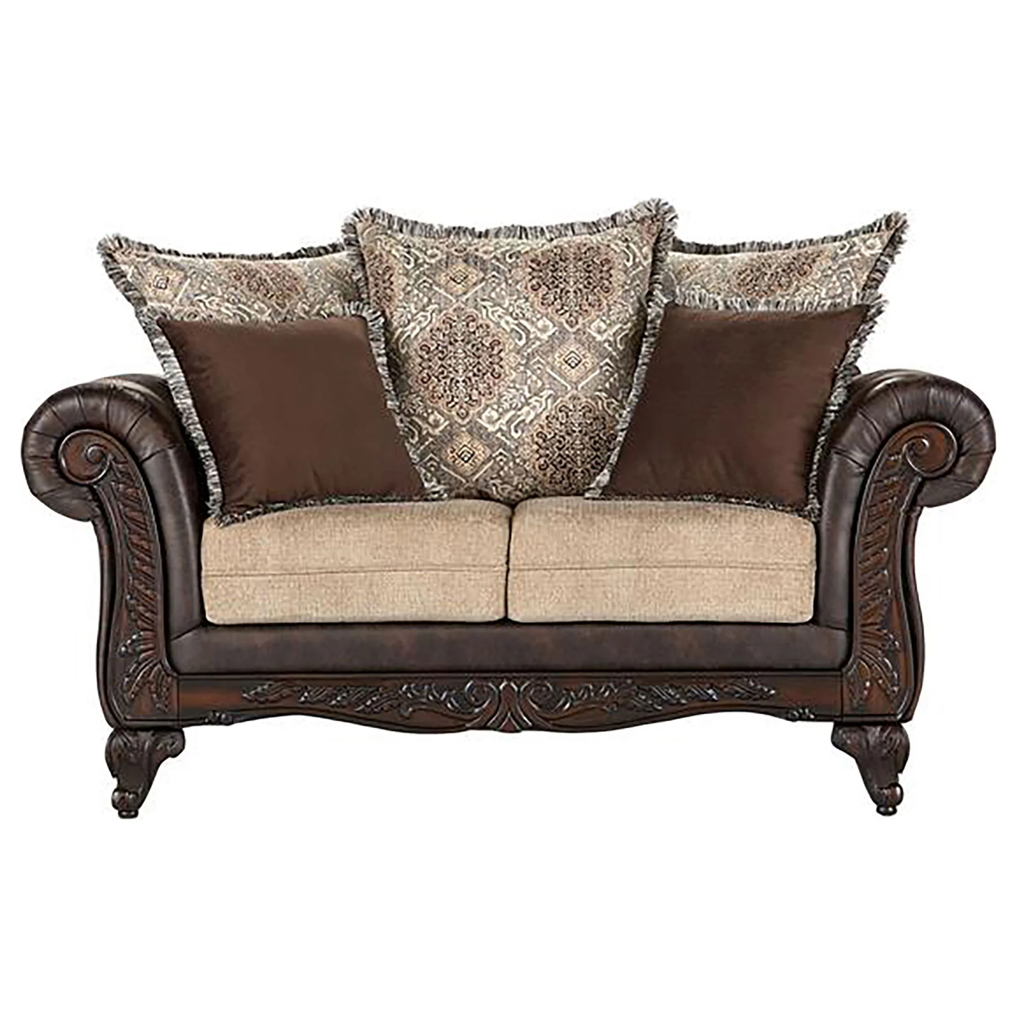 Elmbrook 2-piece Upholstered Rolled Arm Sofa Set Brown - Image 4